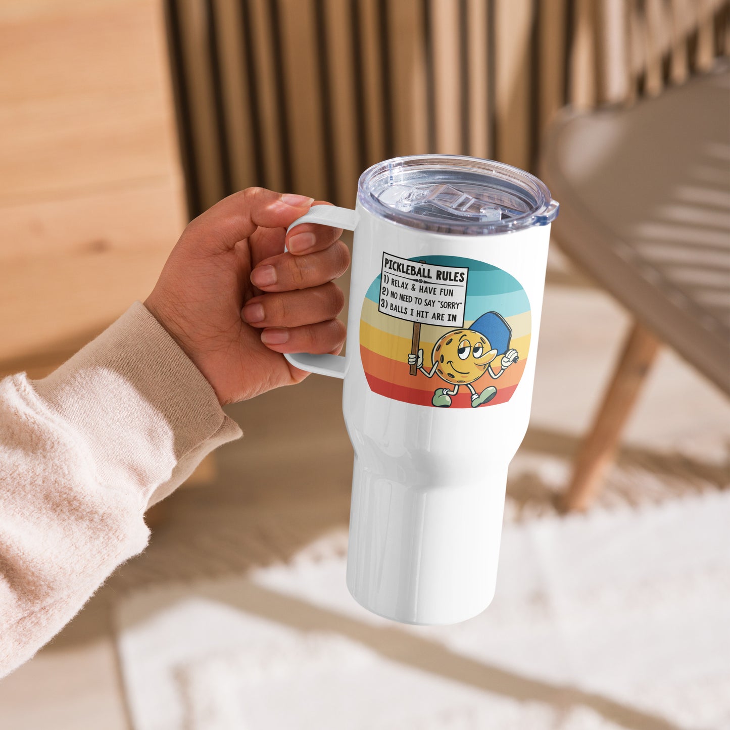 Pickleball Rules Stainless Steel Travel Mug with Handle
