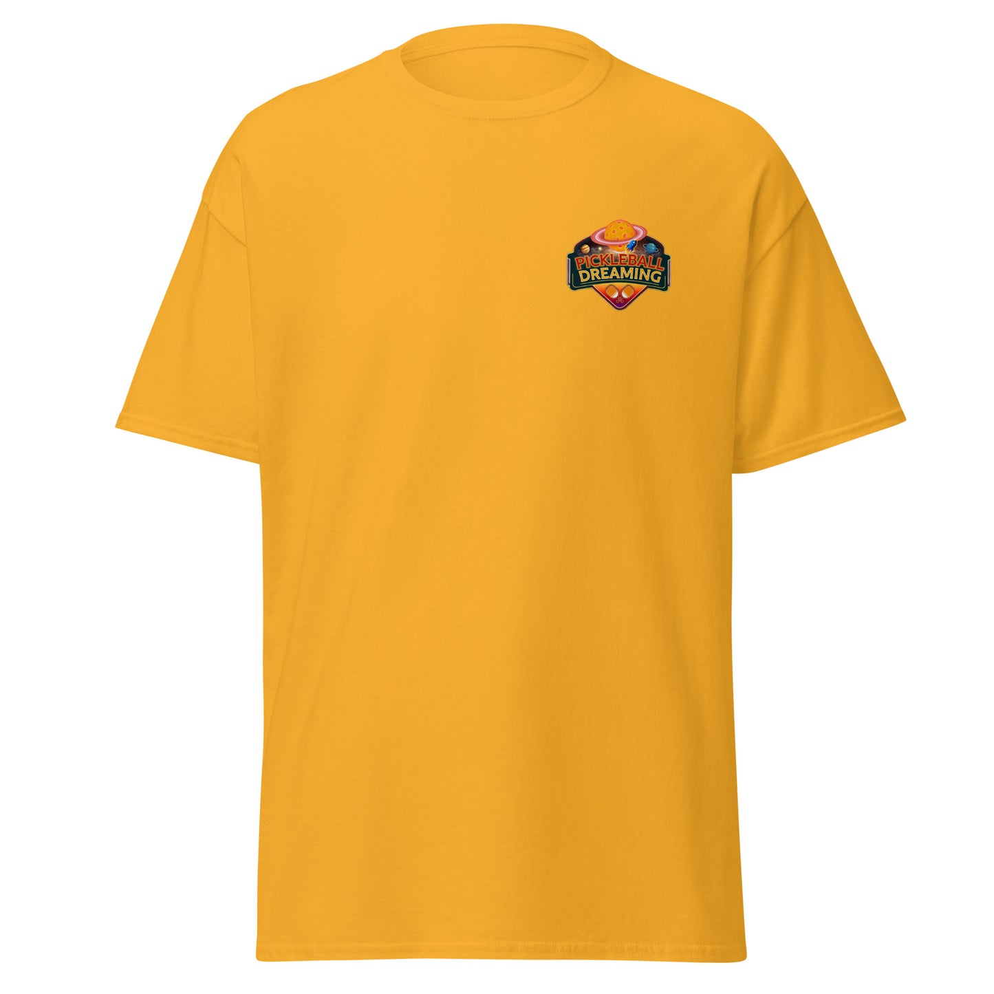Fun Pickleball Shirt, Pickleball Dreaming Outer Space, Front Left Chest