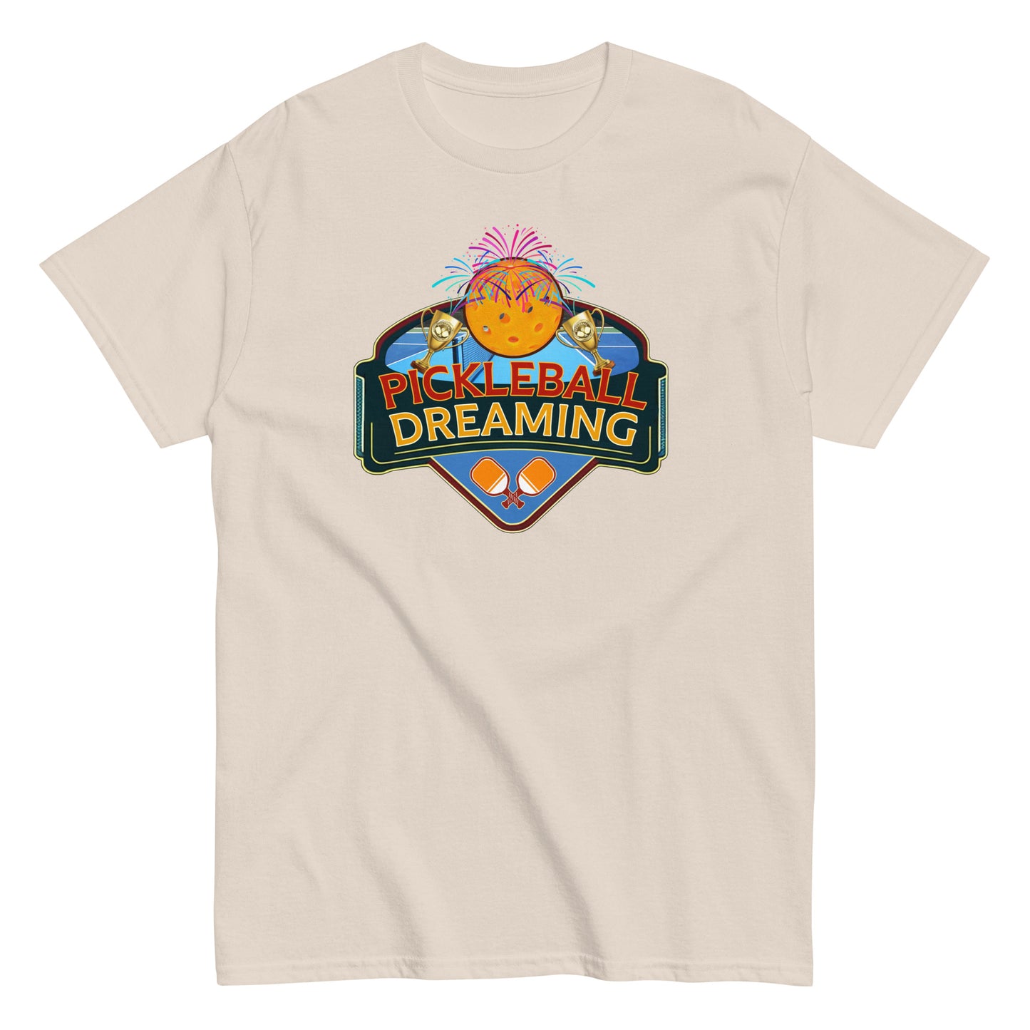 Fun Pickleball Shirt, Pickleball Dreaming Fireworks, Front Center Graphic
