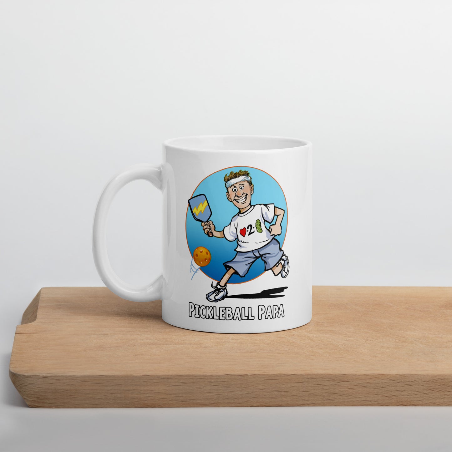 White Pickleball Mug Pickleball Papa Gift for Father 11 oz