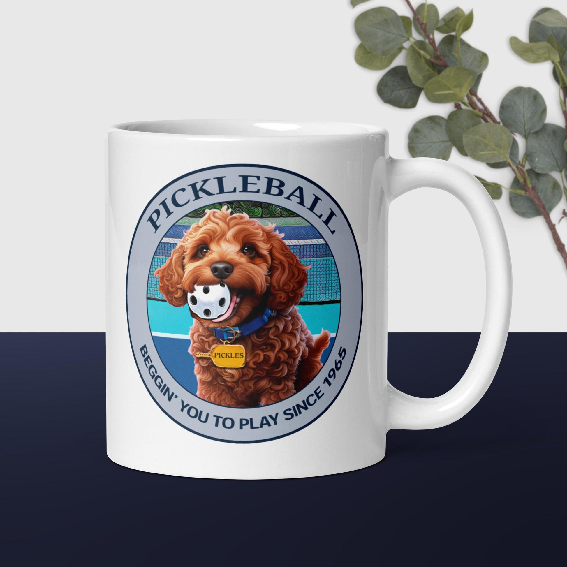 Pickleball Mug, Pickles Beggin You to Play Since 1965, White, 11oz