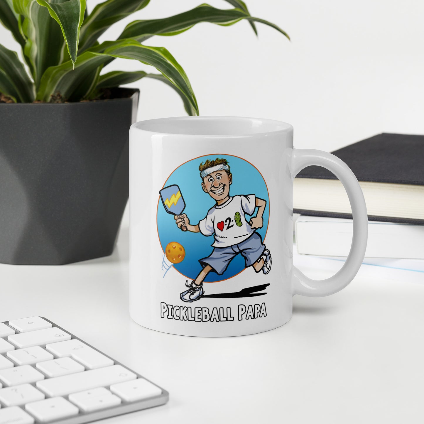 White Pickleball Mug Pickleball Papa Gift for Father 11 oz