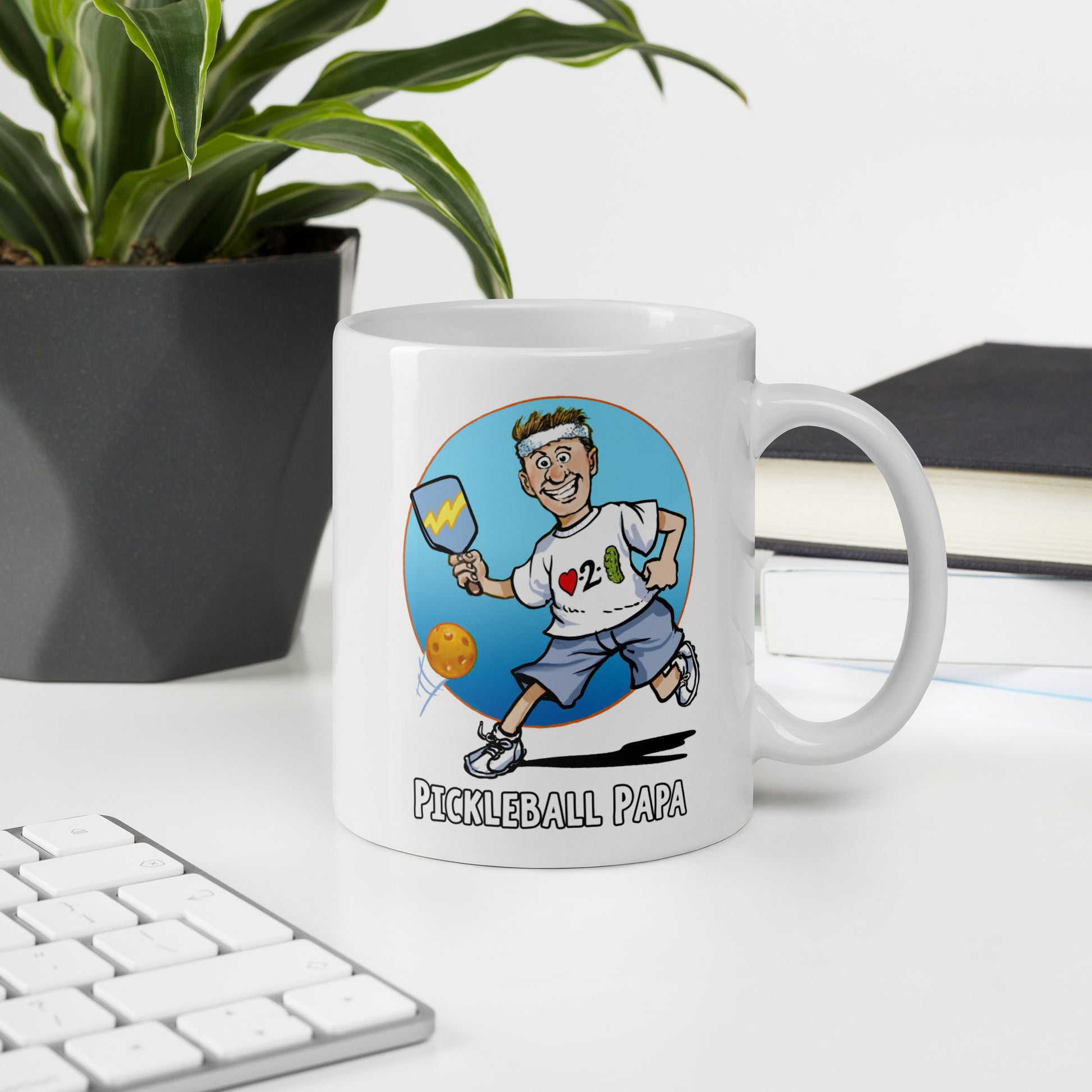 White Pickleball Mug Pickleball Papa Gift for Father 11 oz