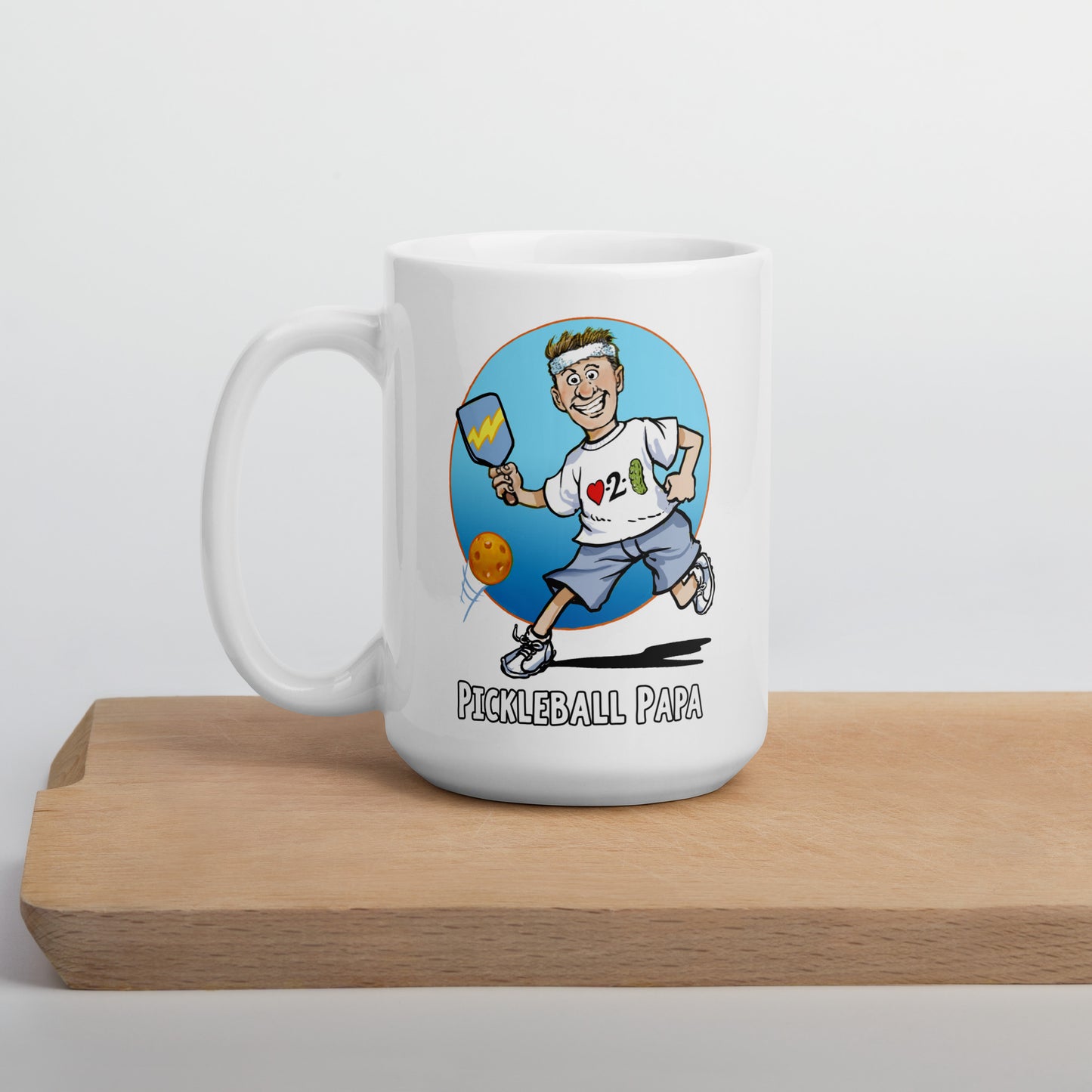 White Pickleball Mug Pickleball Papa Gift for Father 15 oz