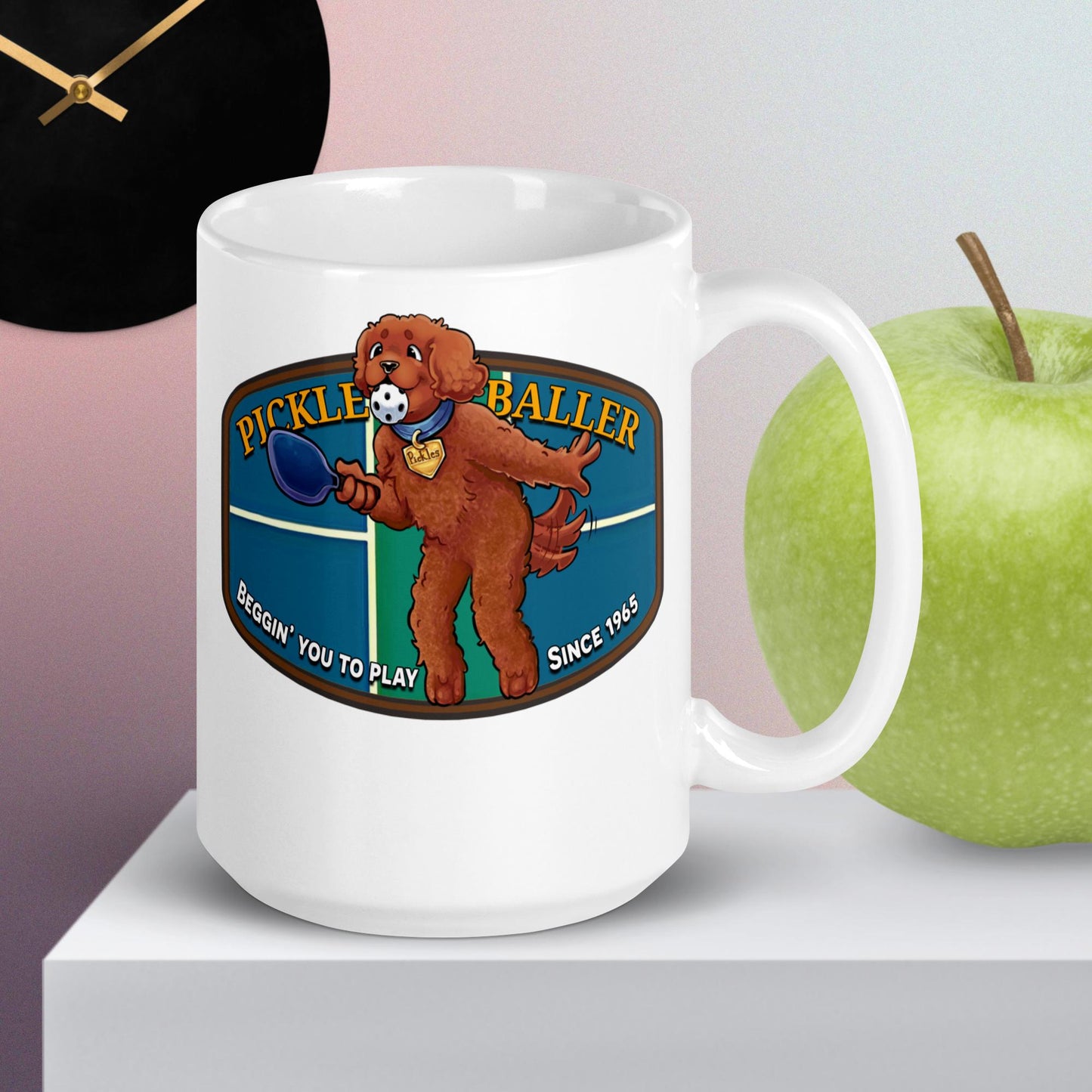 White Pickleball Mug, Pickles Beggin You To Play Since 1965, 15oz