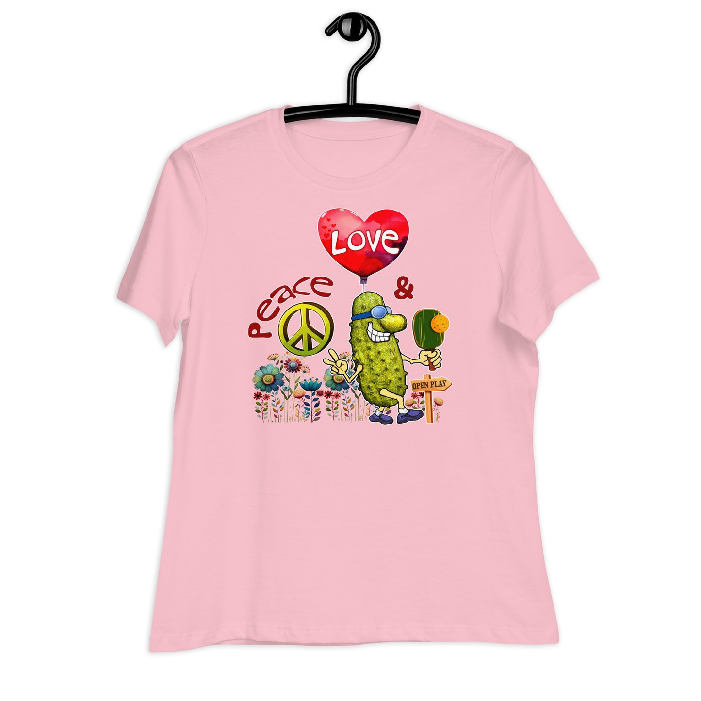 Women's Pickleball Shirt, Peace Love & Pickleball, Short-sleeve