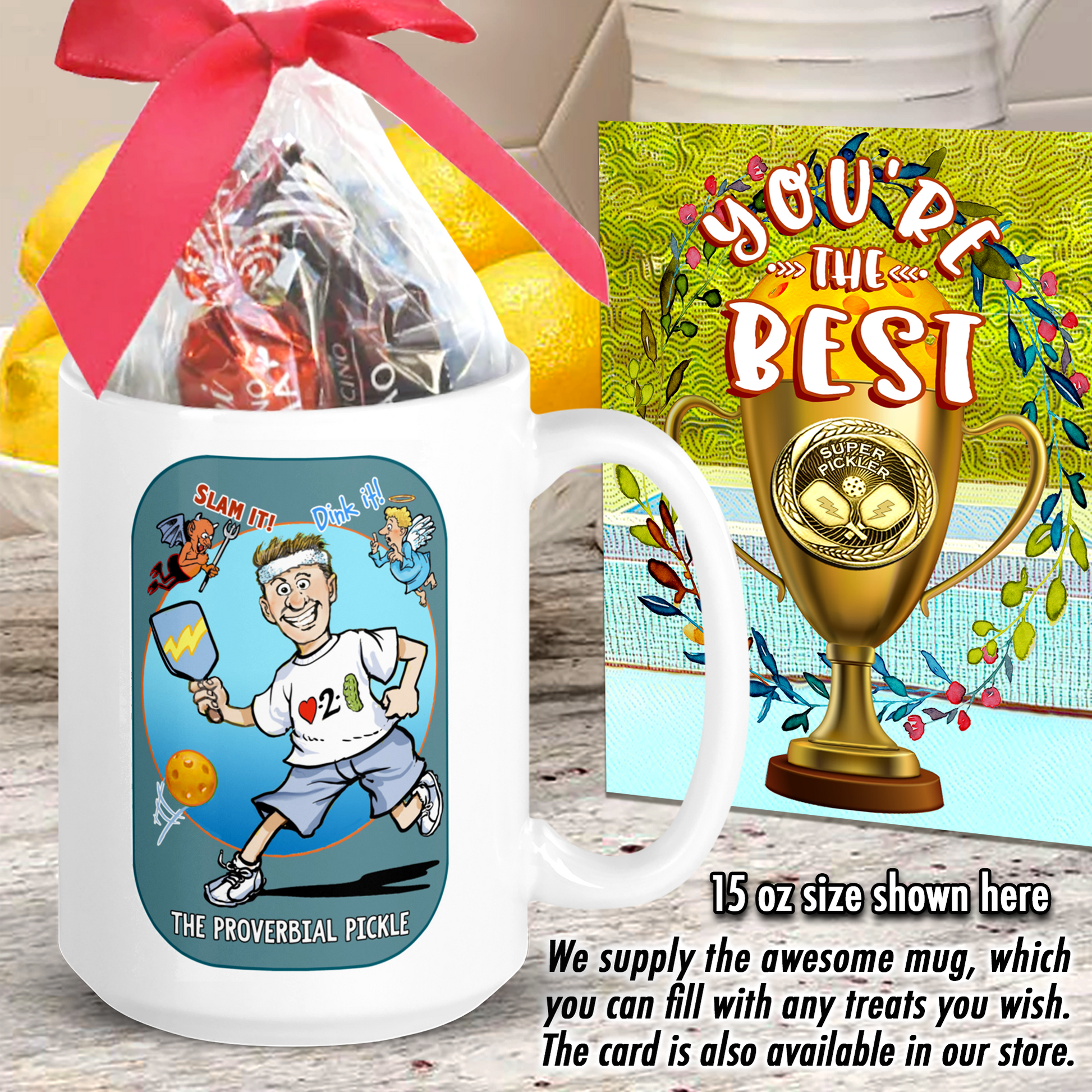 White Pickleball Mug The Proverbial Pickle Slam It or Dink It 15 oz