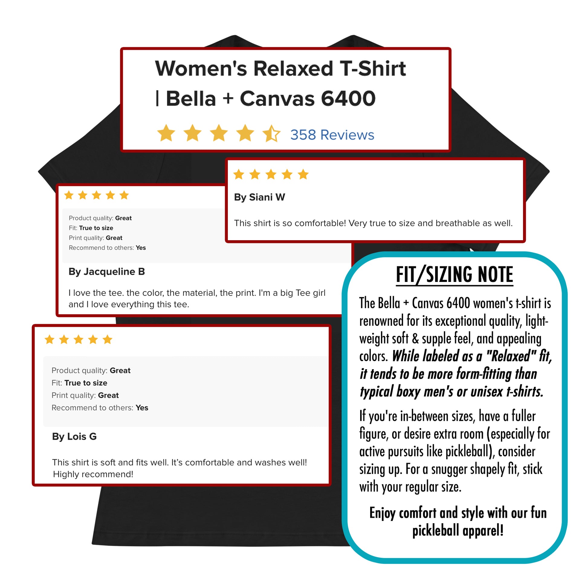 Glowing reviews for Bella + Canvas 6400 Women's T-shirt