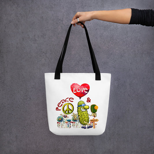 Peace, Love & Pickleball Tote Bag