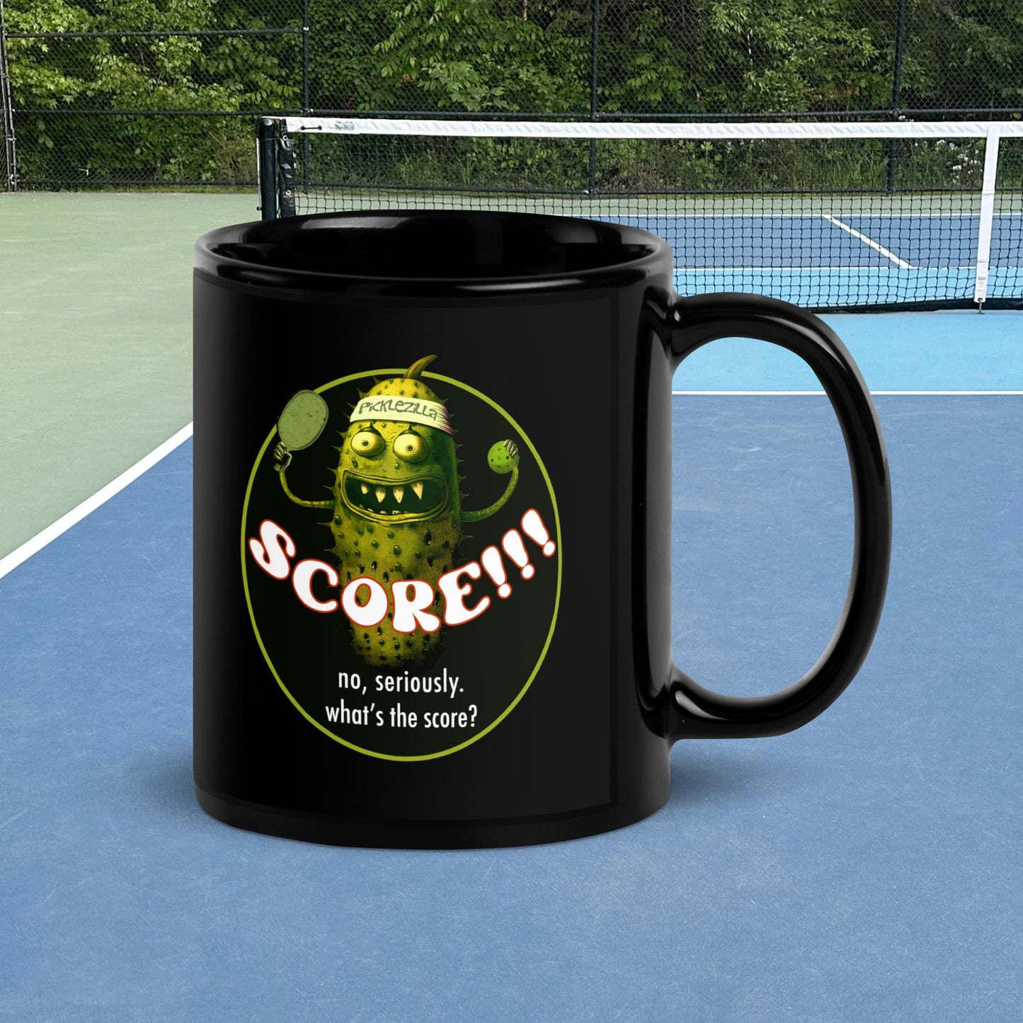 Pickleball Mug, Picklezilla SCORE!, Black, 11oz