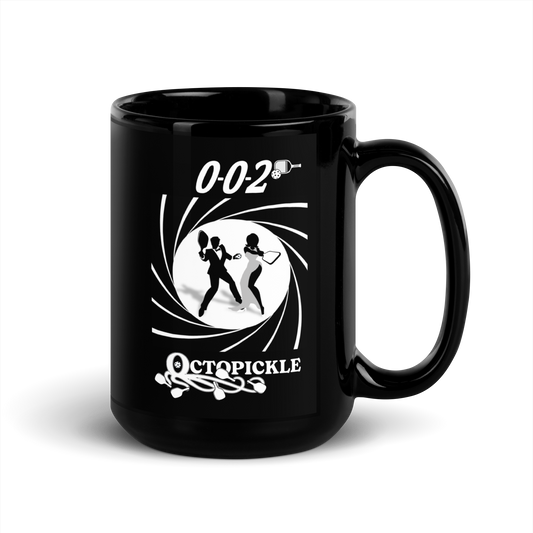 Black Pickleball Mug Octopickle James Bond theme 15 oz