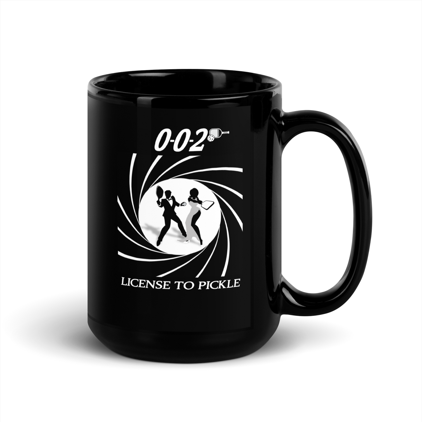 Black Pickleball Mug License to Pickle James Bond theme 15 oz