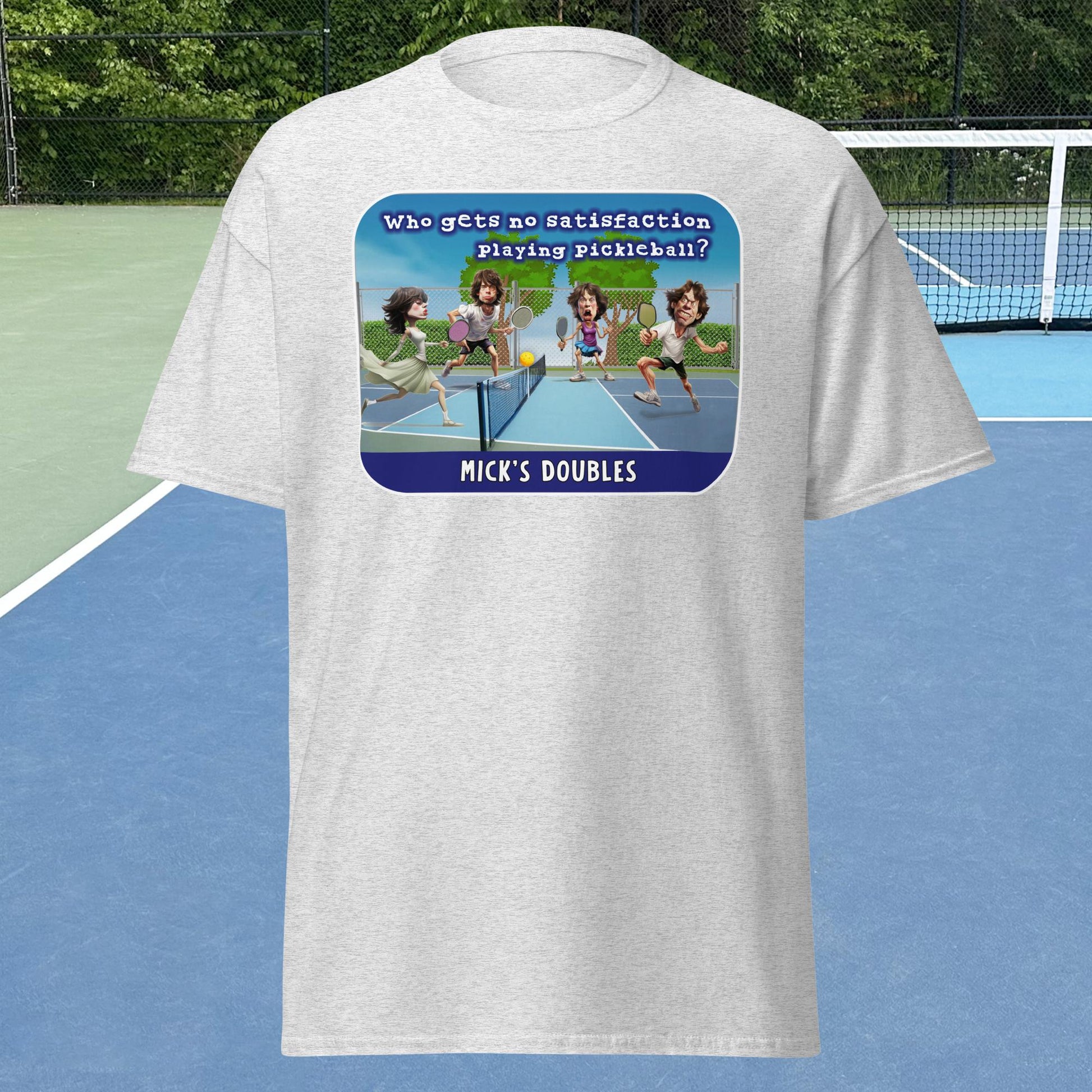 Ash Grey Mick's Doubles Pickleball T-shirt, Graphic on Front, Men's Classic Tee