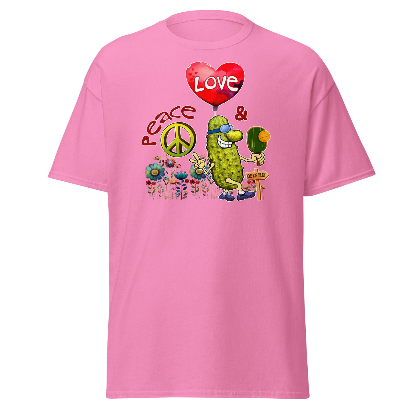 Men's Pickleball Shirt, Peace Love & Pickleball, Short-sleeve