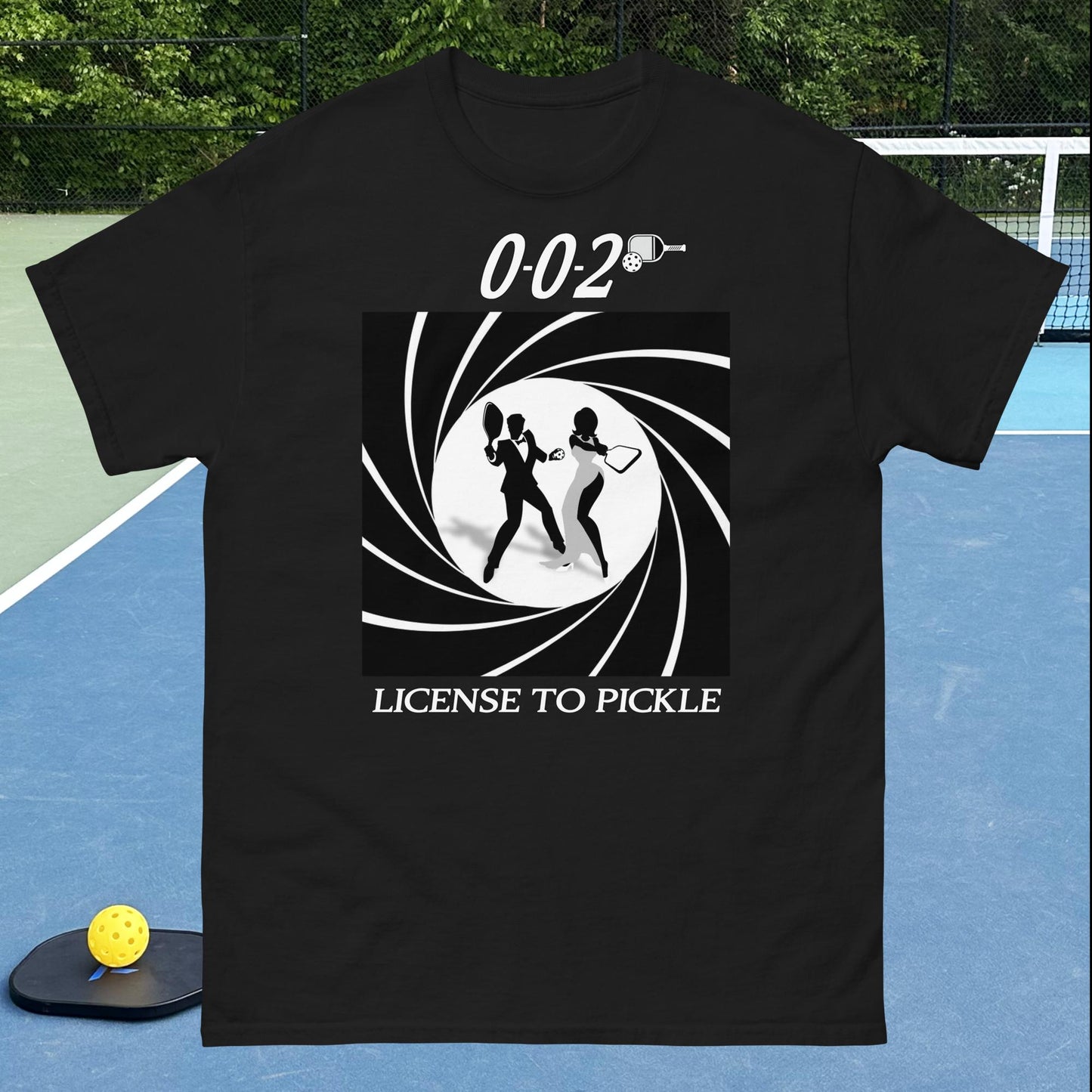 Black Pickleball T-shirt, 002 License to Pickle, Mens Cotton Tee