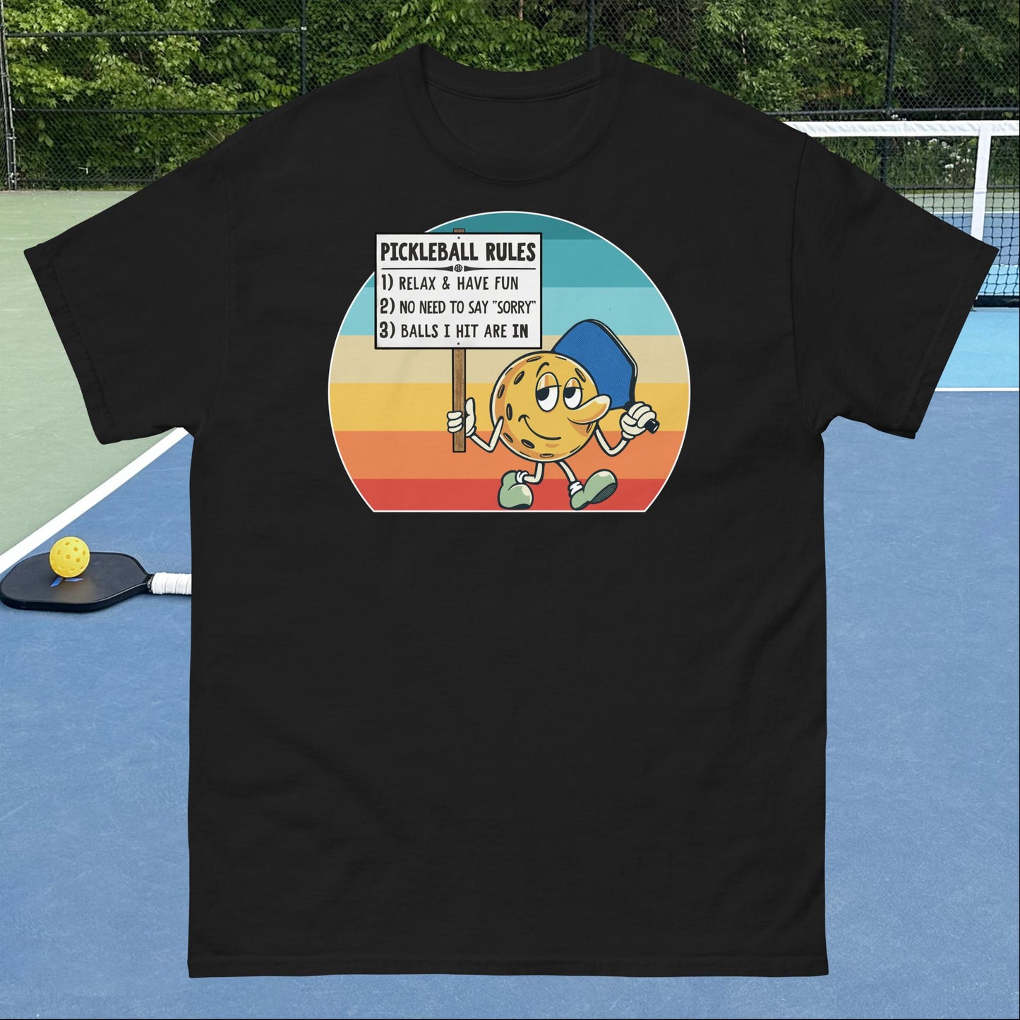 Black Pickleball Rules Pickleball T-shirt, Graphic on Front, Men's Classic Tee