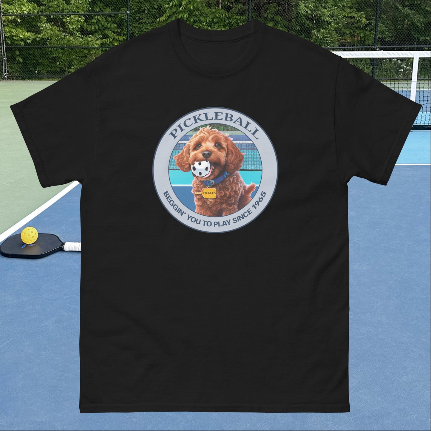 Black Pickleball T-shirt, Pickles Beggin', Graphic on Front, Men's Classic Tee