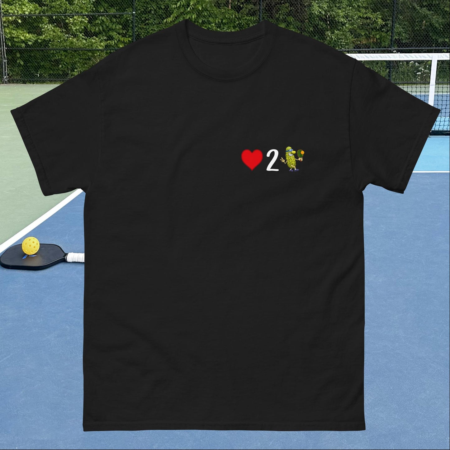 Men's Pickleball Shirt, Love 2 Pickle, Left Chest Graphic, Short-sleeve