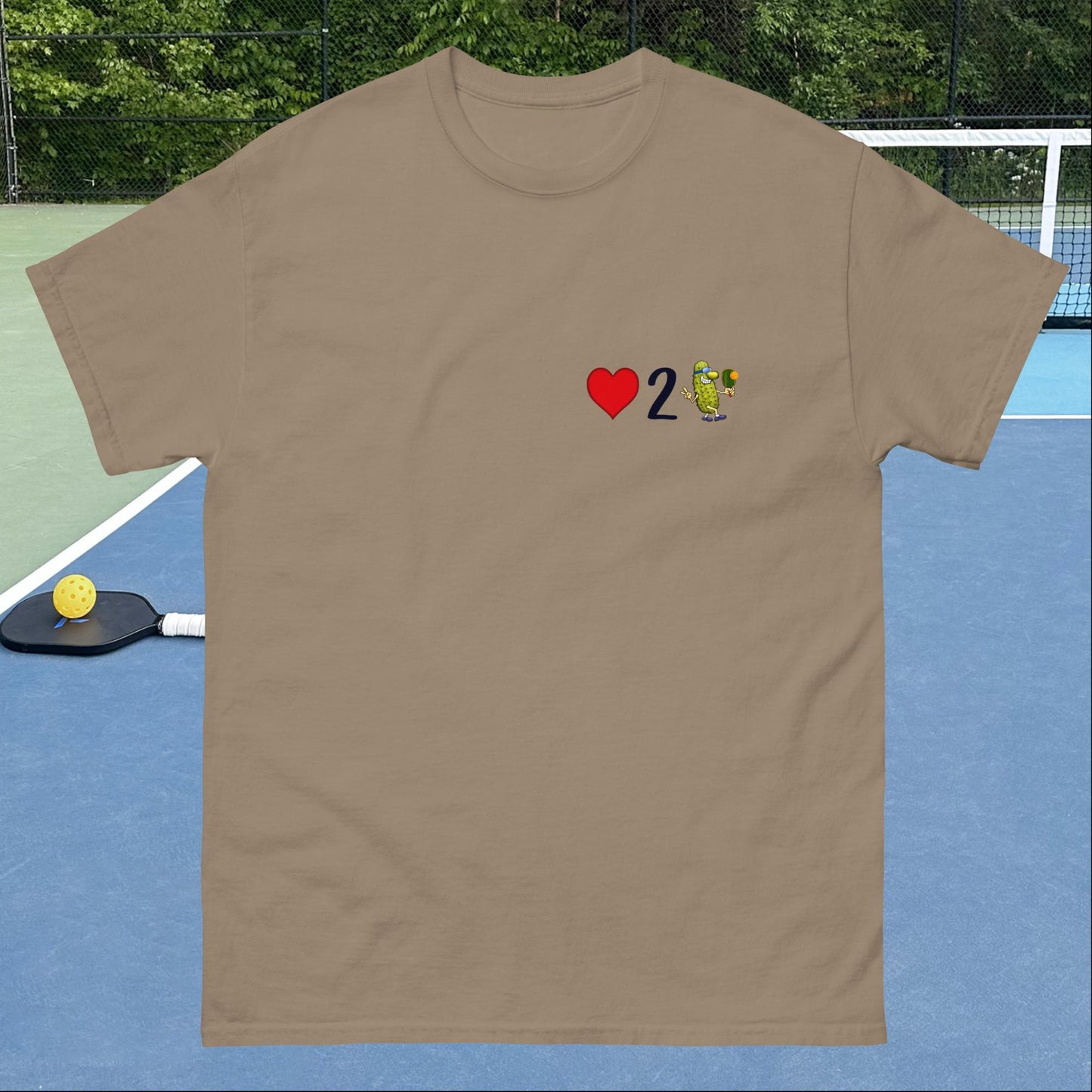 Men's Pickleball Shirt, Love 2 Pickle, Left Chest Graphic, Short-sleeve