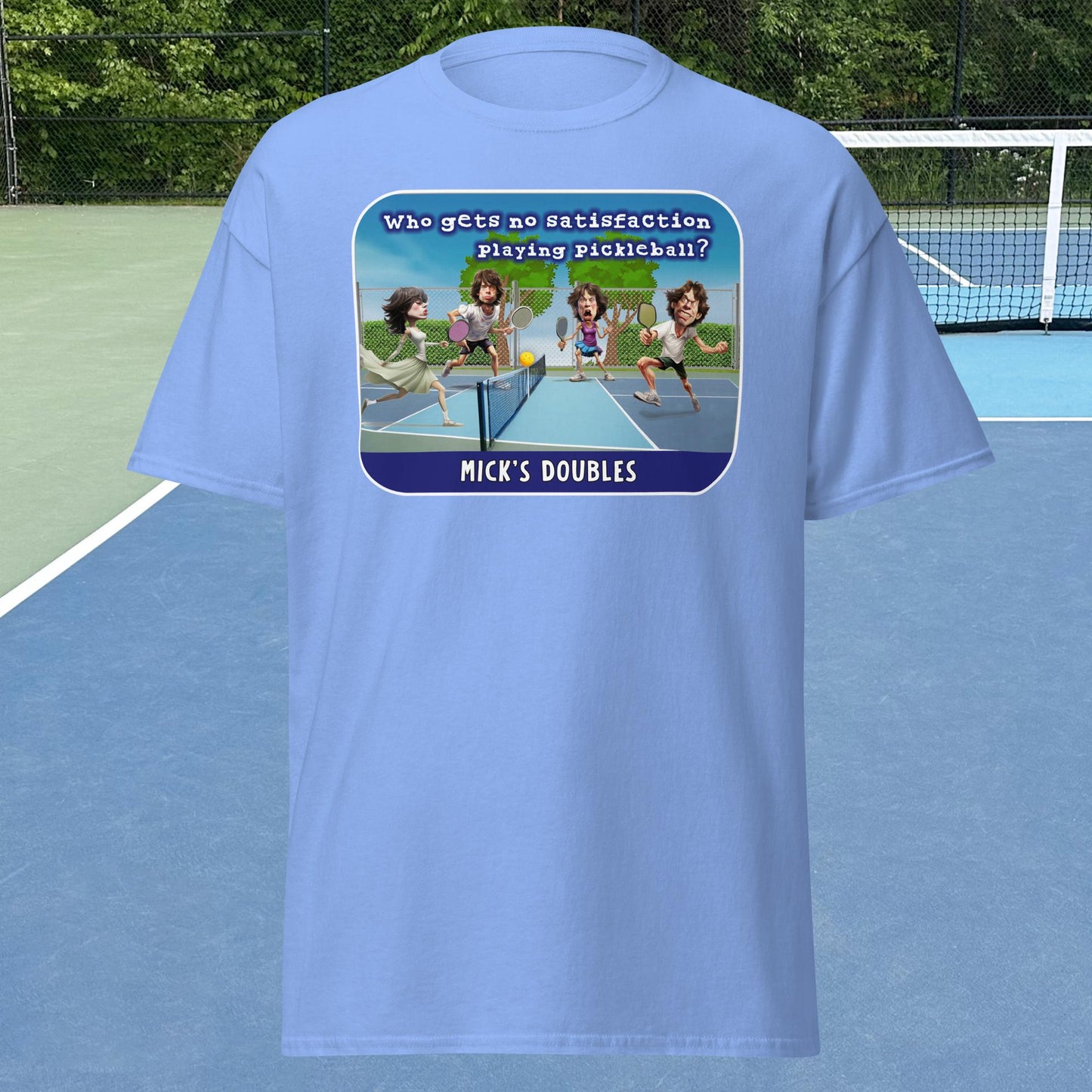 Carolina Blue Mick's Doubles Pickleball T-shirt, Graphic on Front, Men's Classic Tee