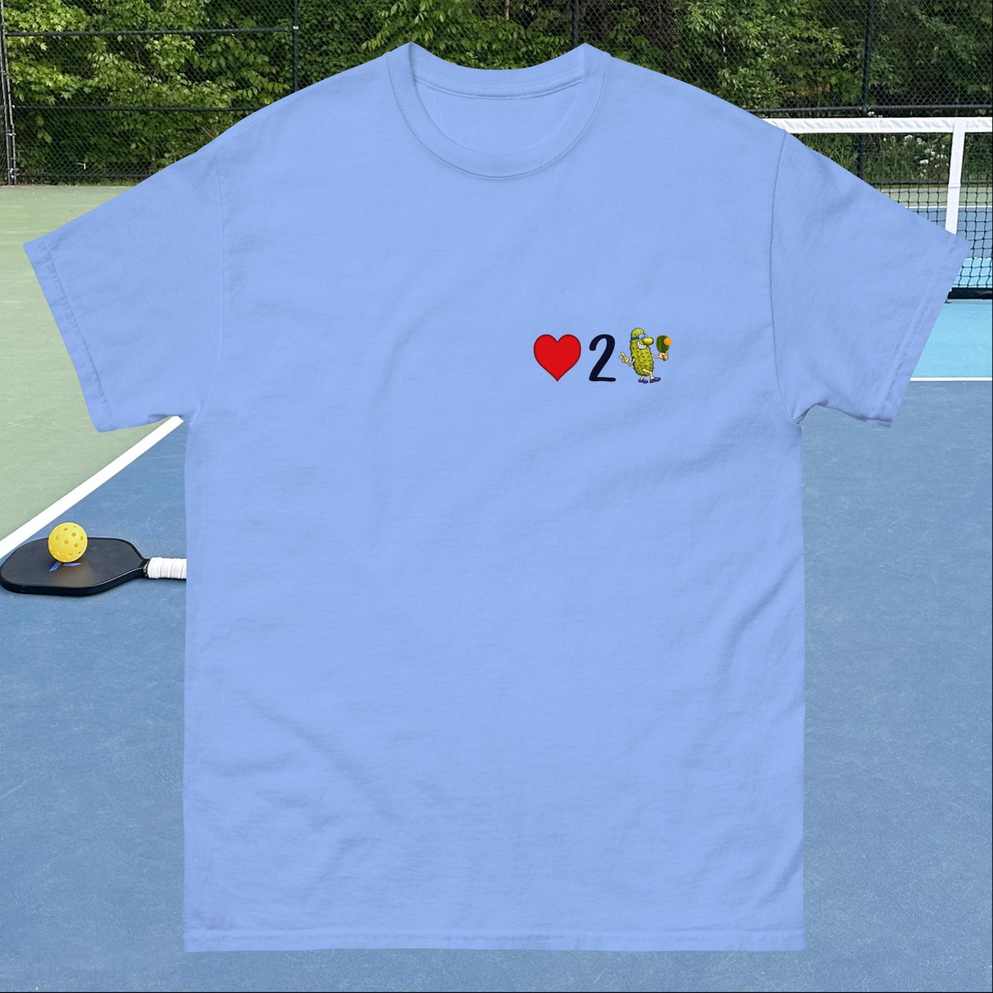 Men's Pickleball Shirt, Love 2 Pickle, Left Chest Graphic, Short-sleeve