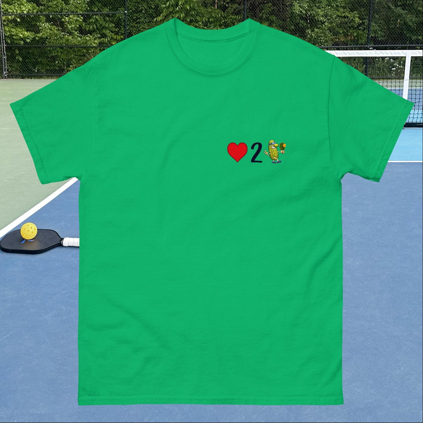 Men's Pickleball Shirt, Love 2 Pickle, Left Chest Graphic, Short-sleeve