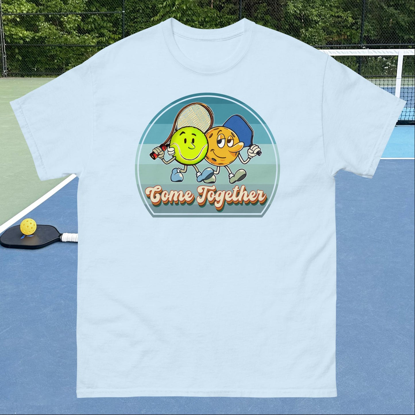 Light Blue Pickleball and Tennis T-Shirt, Come Together, Men's Classic Tee