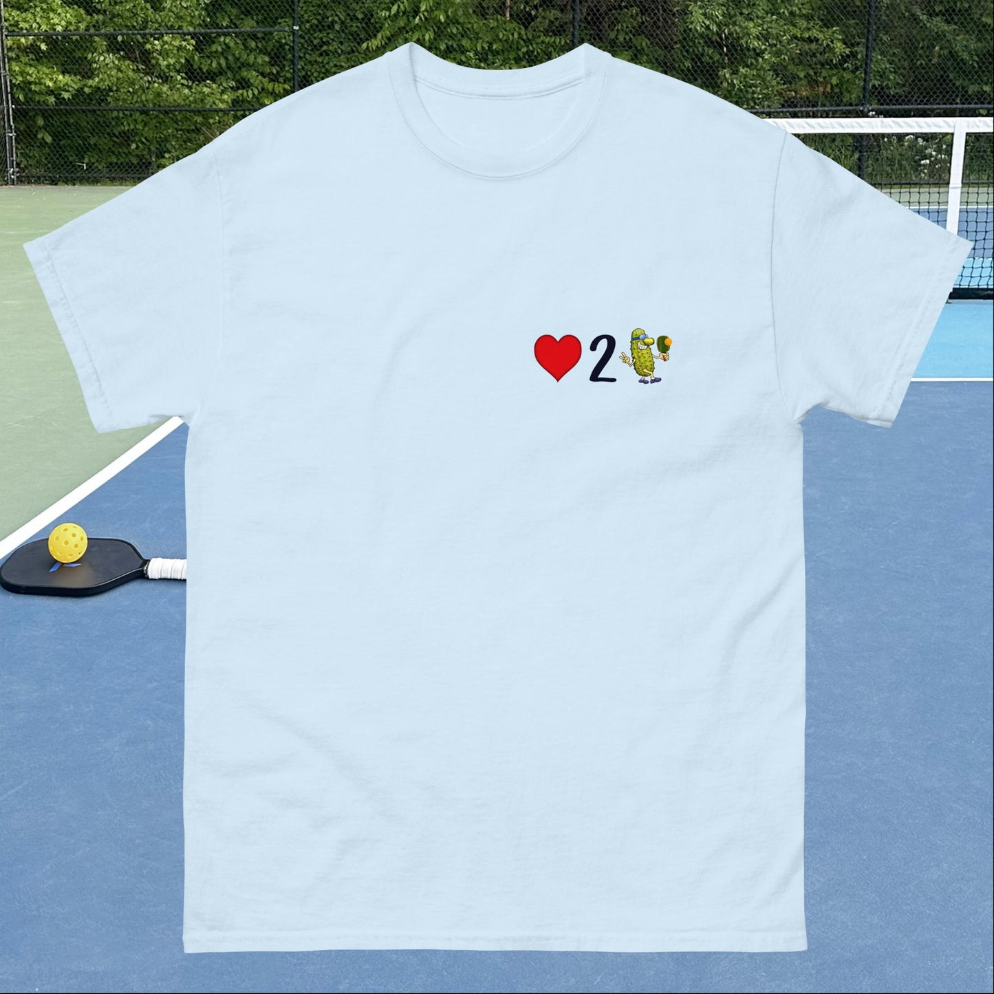 Men's Pickleball Shirt, Love 2 Pickle, Left Chest Graphic, Short-sleeve