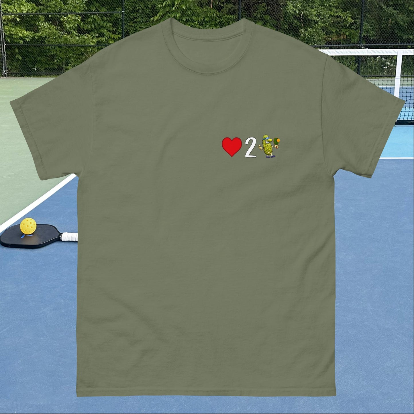 Men's Pickleball Shirt, Love 2 Pickle, Left Chest Graphic, Short-sleeve