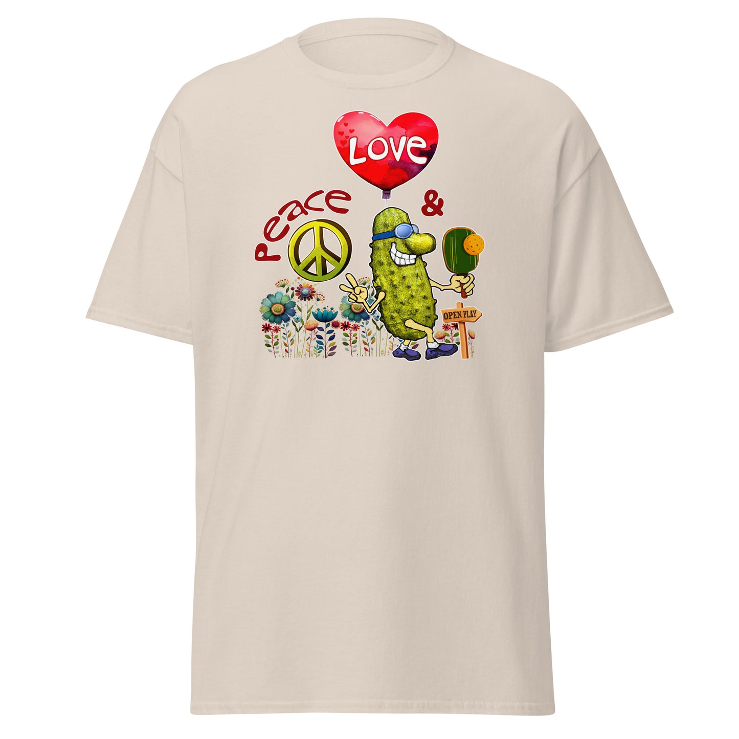 Men's Pickleball Shirt, Peace Love & Pickleball, Short-sleeve