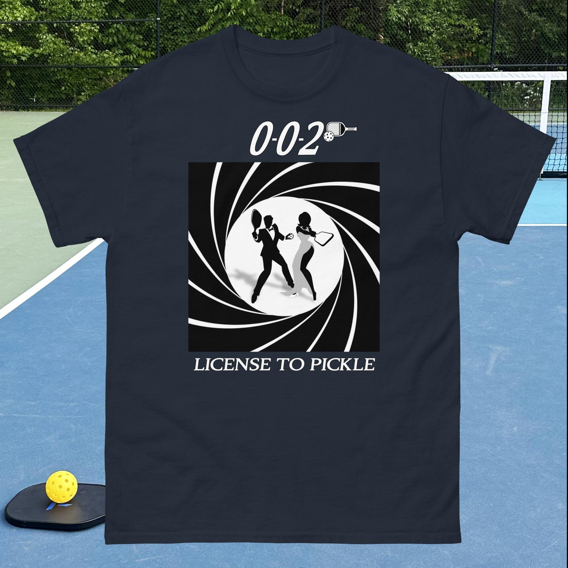 Navy Blue Pickleball T-shirt, 002 License to Pickle, Men's Cotton Tee