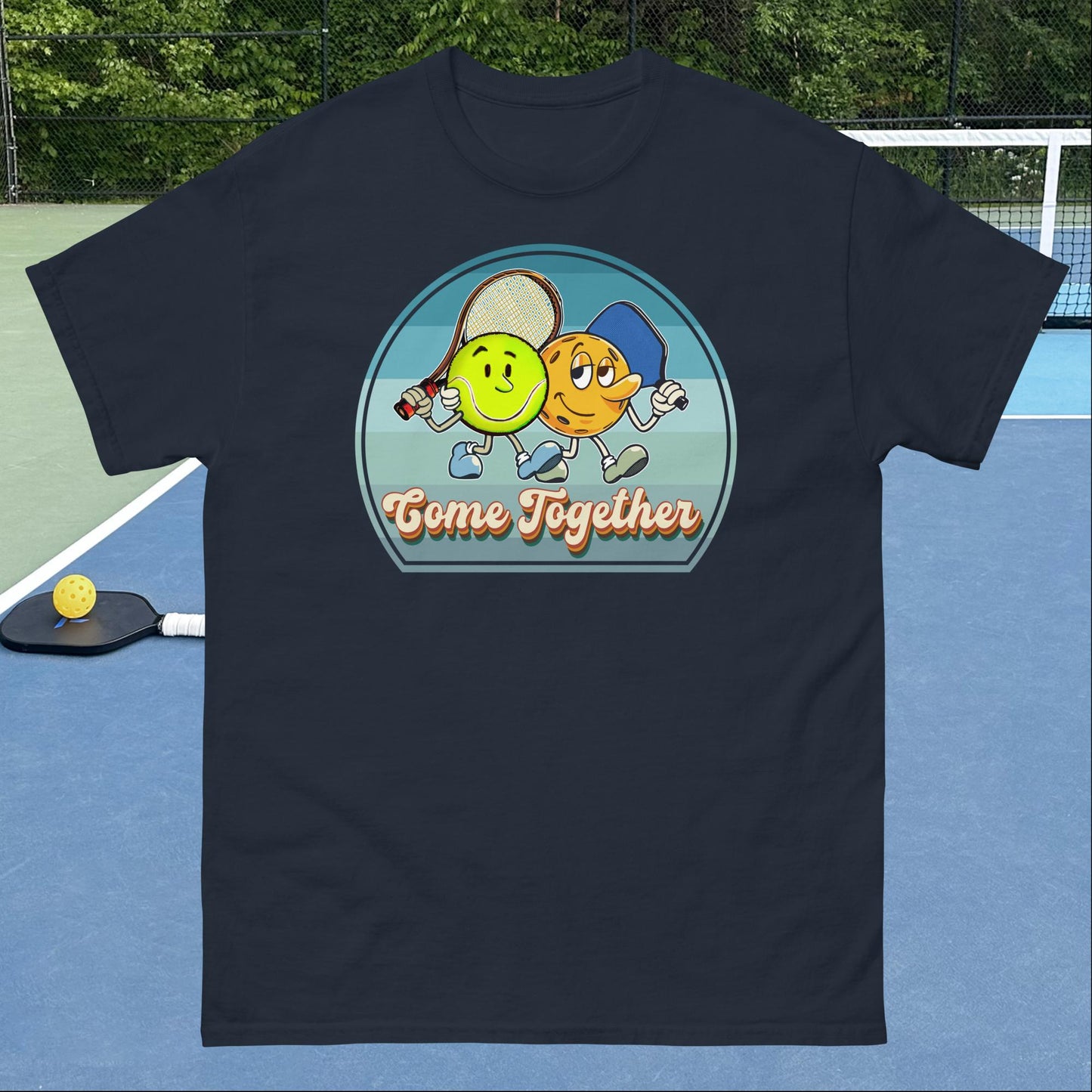 Navy Blue Pickleball and Tennis T-Shirt, Come Together, Men's Classic Tee