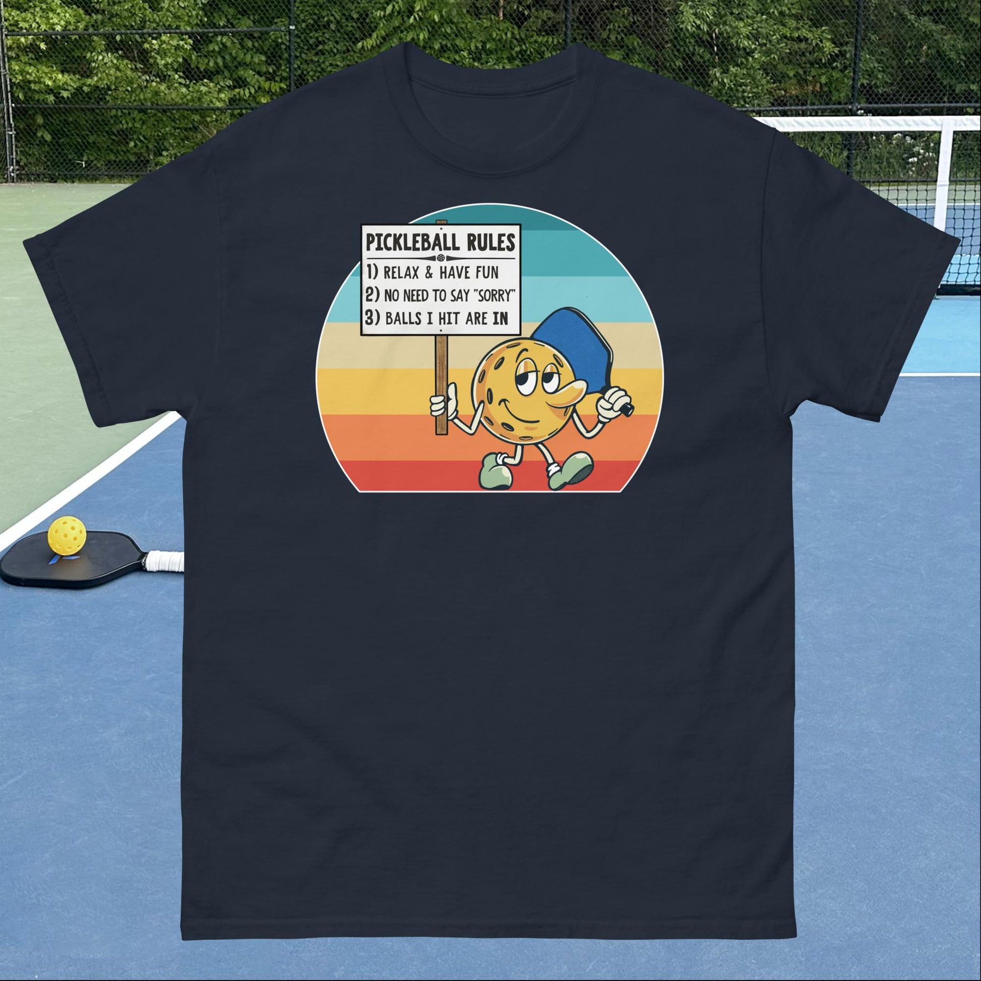 Navy Pickleball Rules Pickleball T-shirt, Graphic on Front, Men's Classic Tee