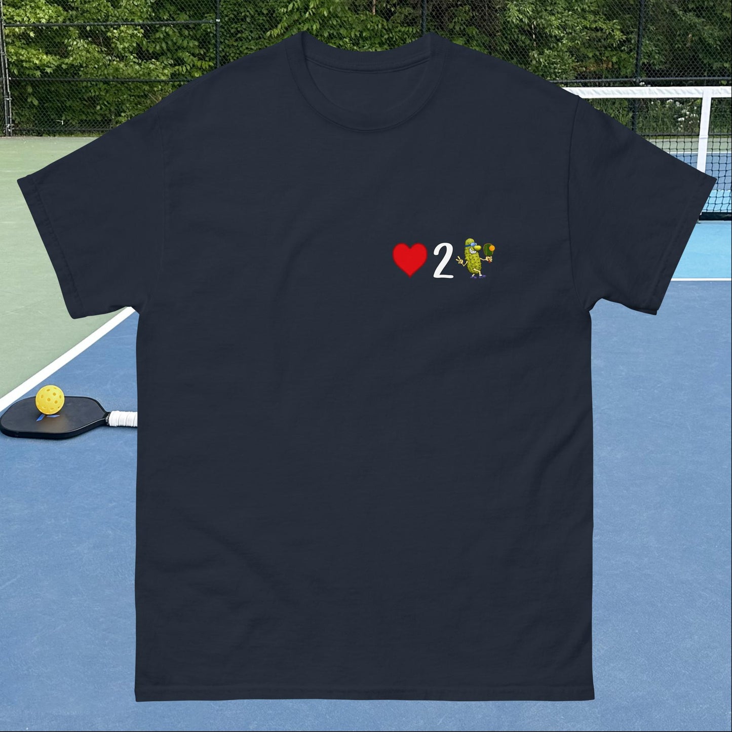 Men's Pickleball Shirt, Love 2 Pickle, Left Chest Graphic, Short-sleeve