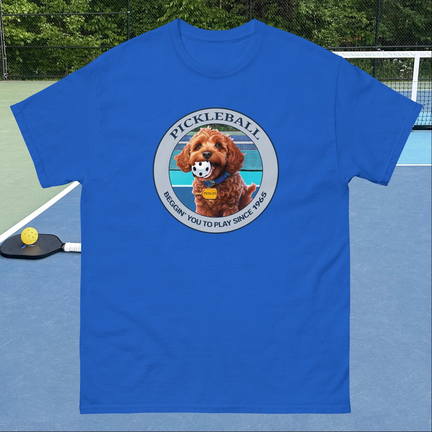 Royal Blue Pickleball T-shirt, Pickles Beggin', Graphic on Front, Men's Classic Tee