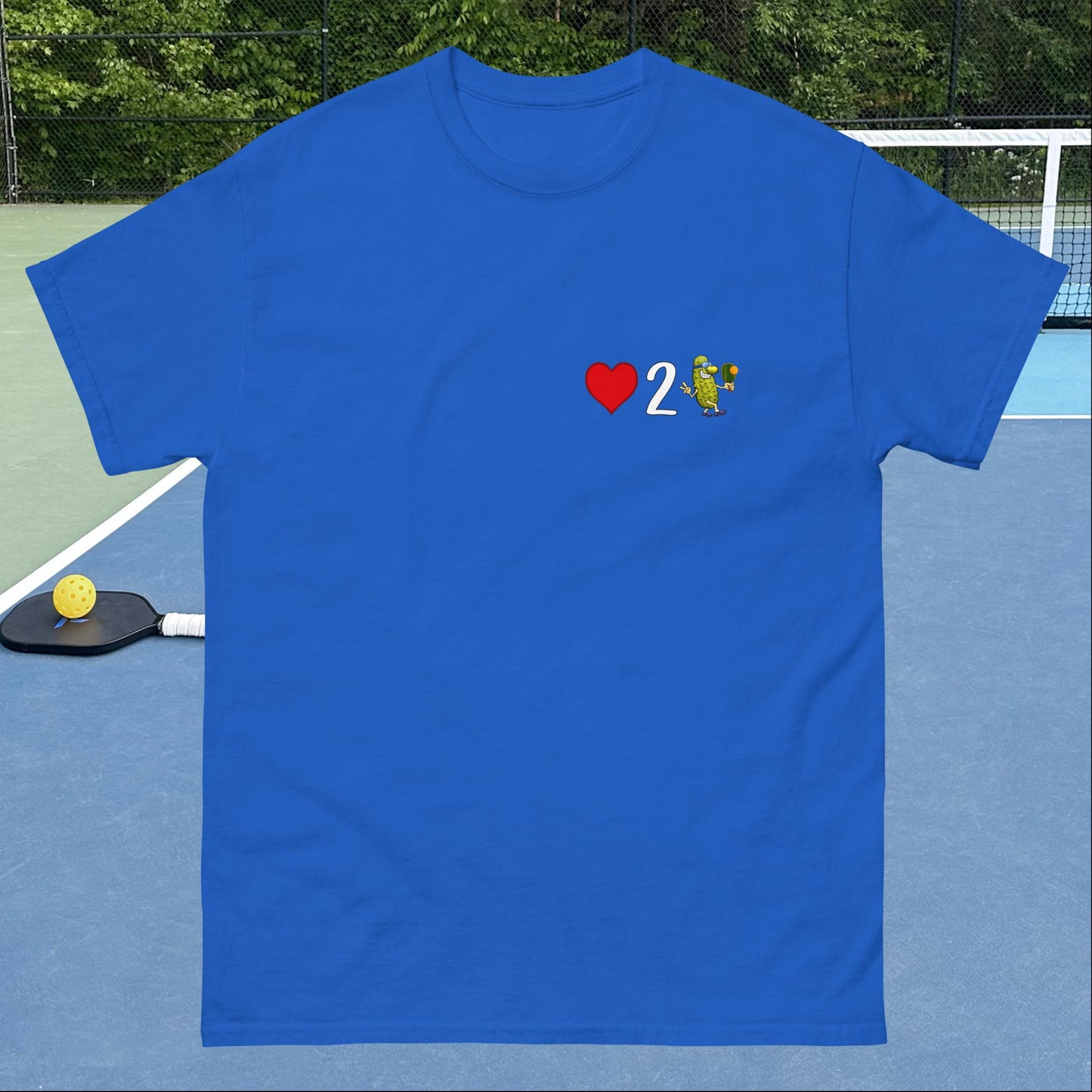 Men's Pickleball Shirt, Love 2 Pickle, Left Chest Graphic, Short-sleeve