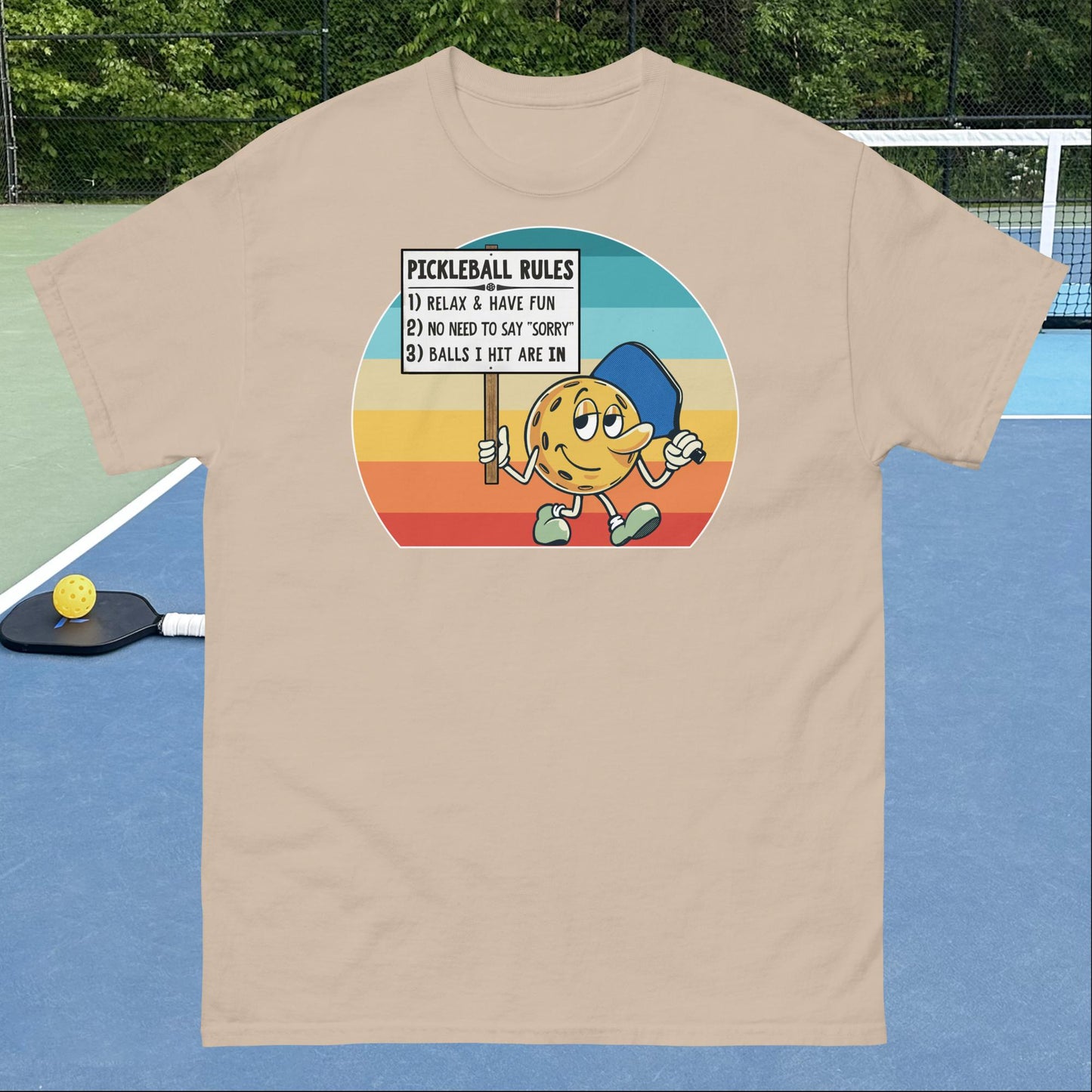 Sand Pickleball Rules Pickleball T-shirt, Graphic on Front, Men's Classic Tee