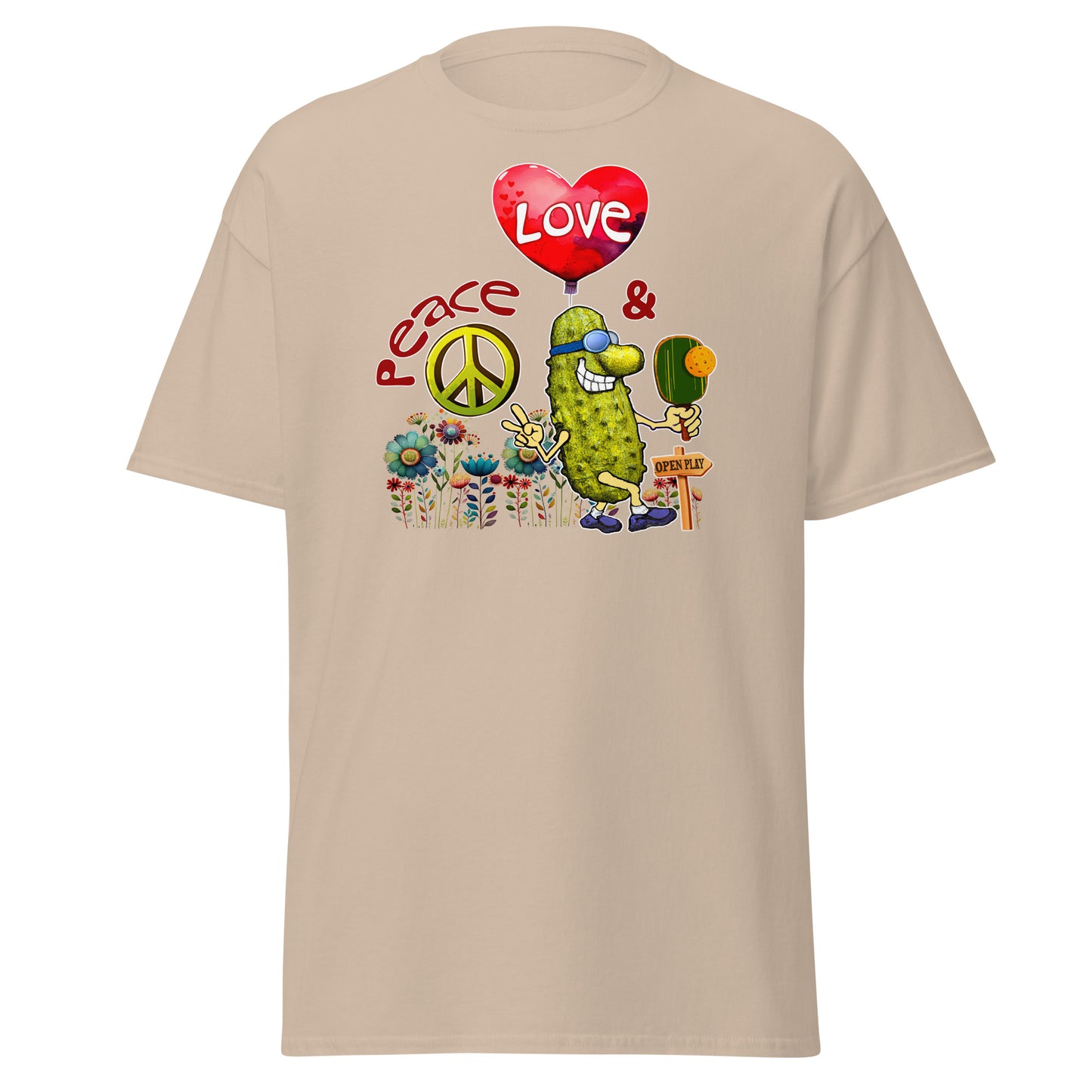 Men's Pickleball Shirt, Peace Love & Pickleball, Short-sleeve