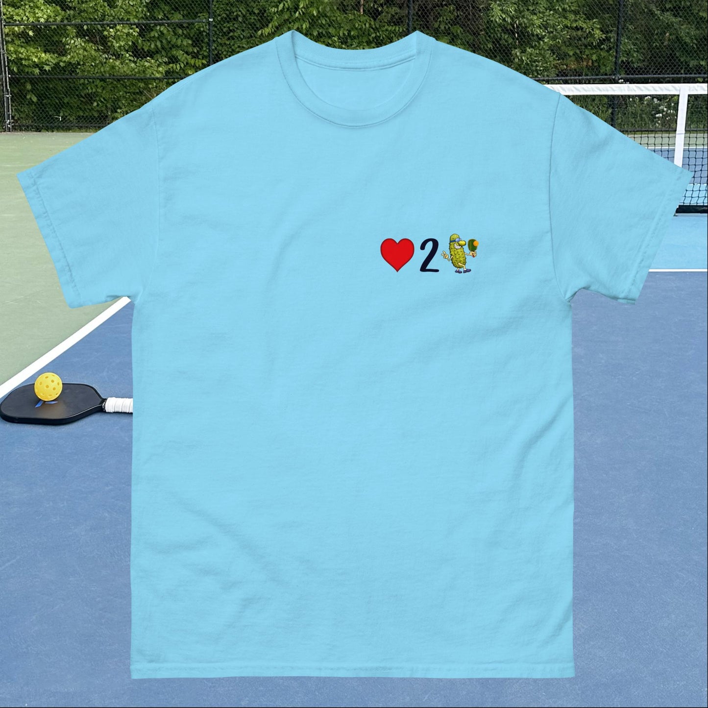 Men's Pickleball Shirt, Love 2 Pickle, Left Chest Graphic, Short-sleeve