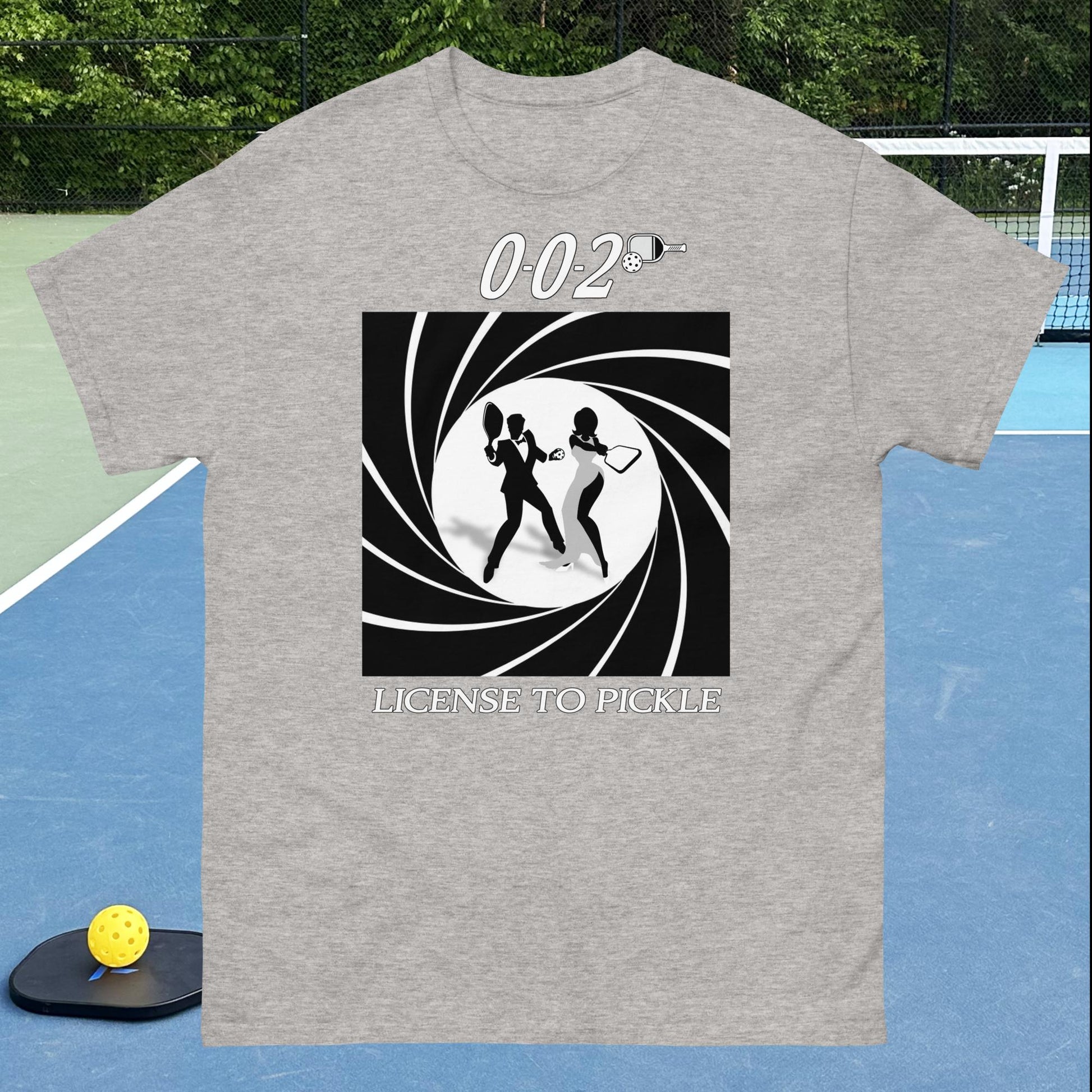 Grey Pickleball T-shirt, 002 License to Pickle, Men's Cotton Tee