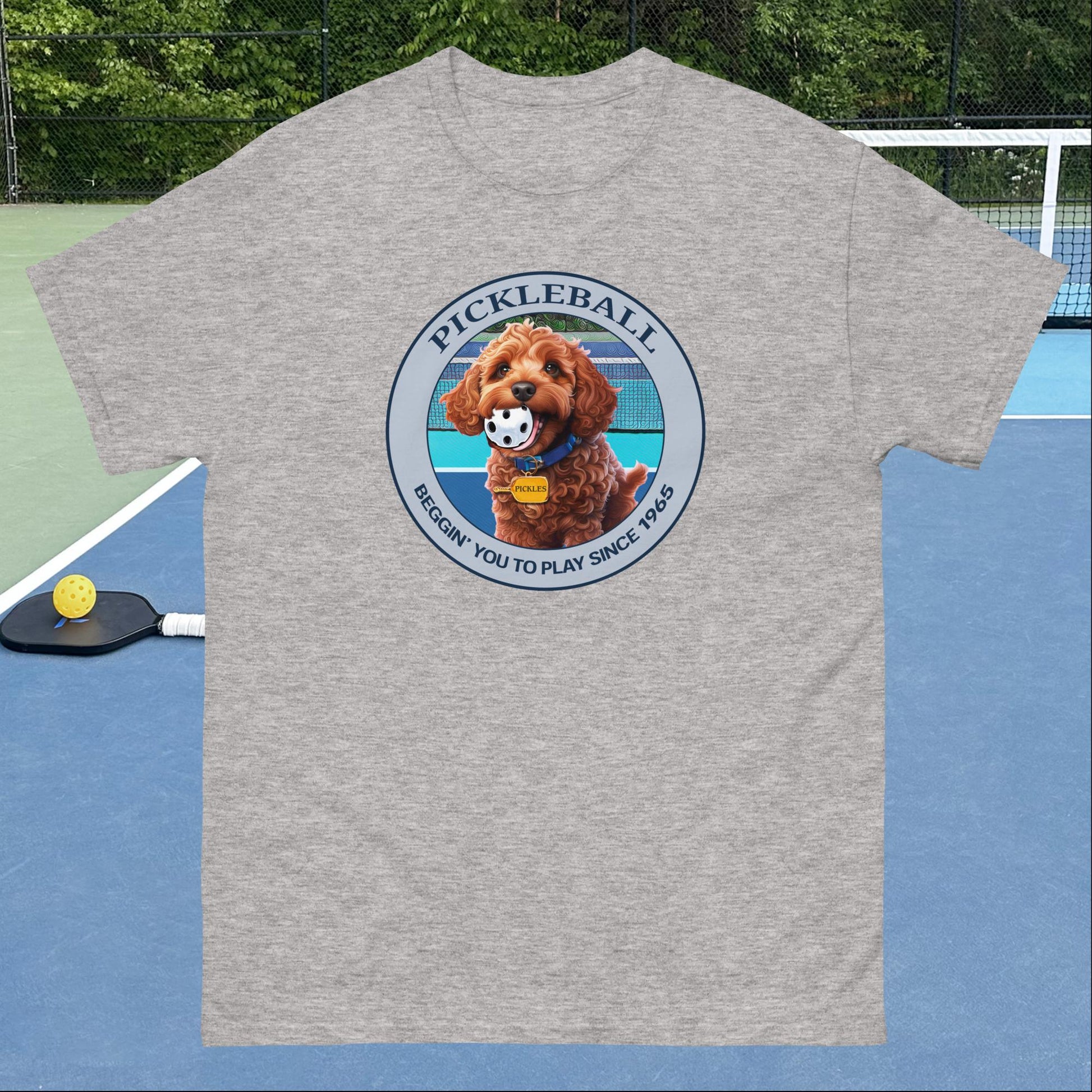 Sport Grey Pickleball T-shirt, Pickles Beggin', Graphic on Front, Men's Classic Tee