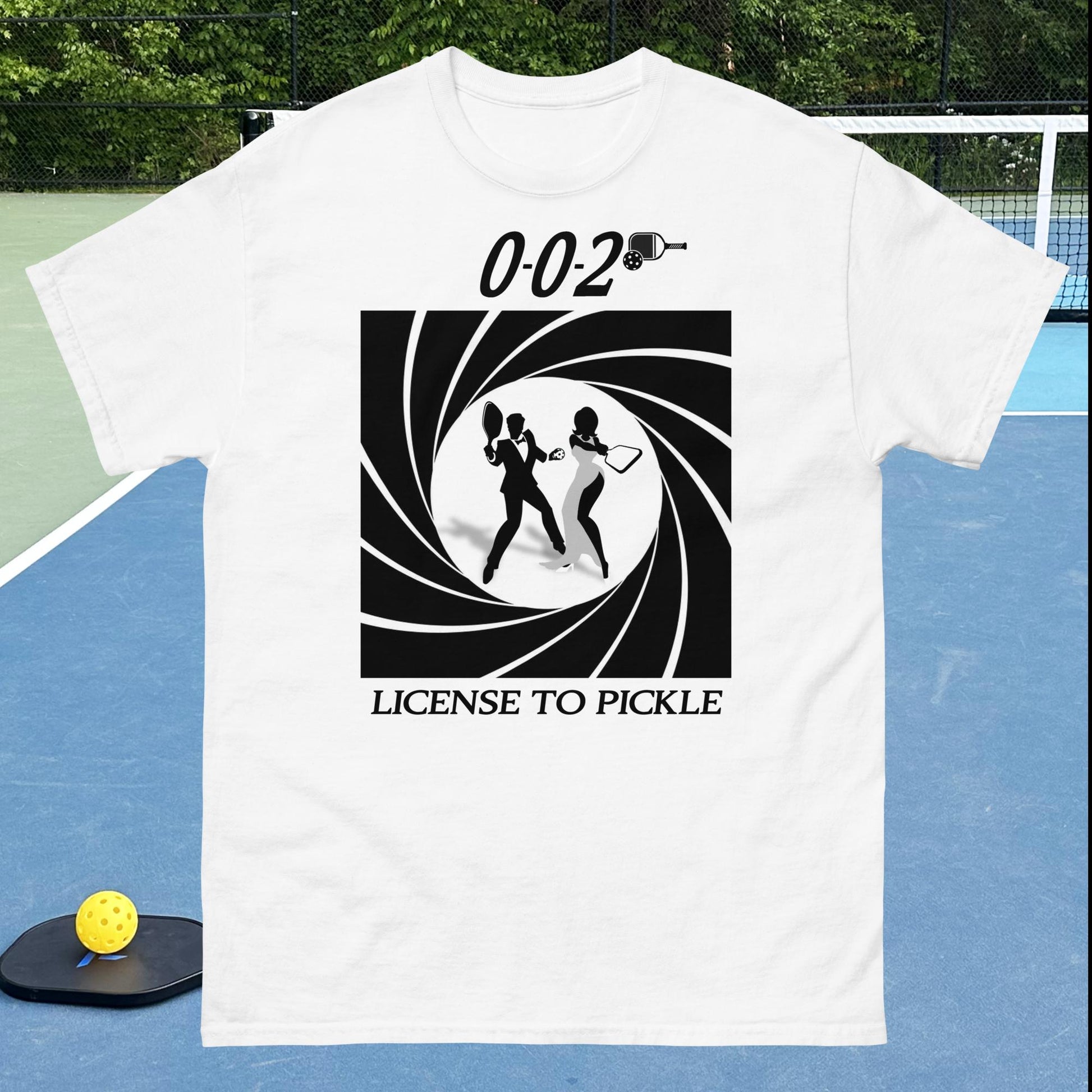 White Pickleball T-shirt, 002 License to Pickle, Men's Cotton Tee