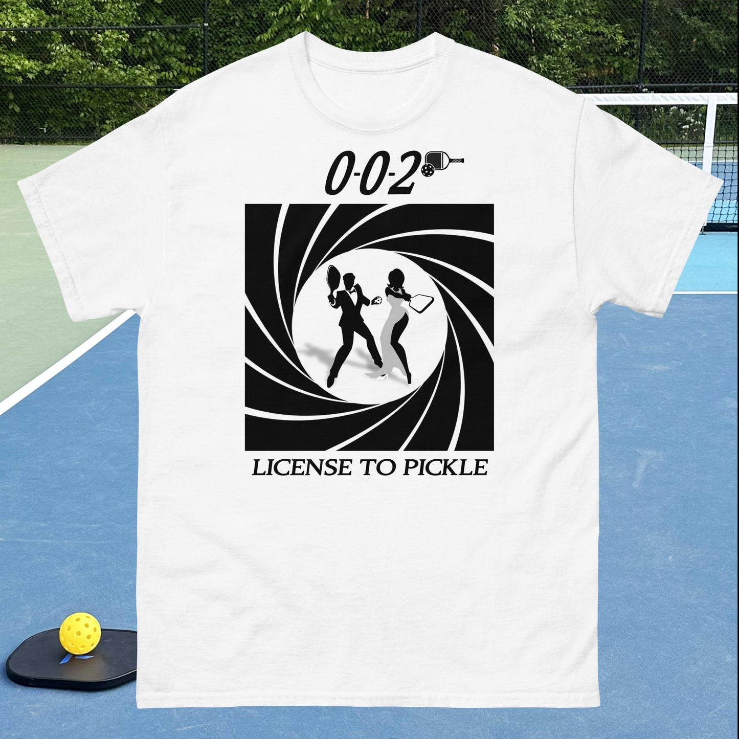 Men's Pickleball Shirt, 002 License to Pickle, Graphic on Front