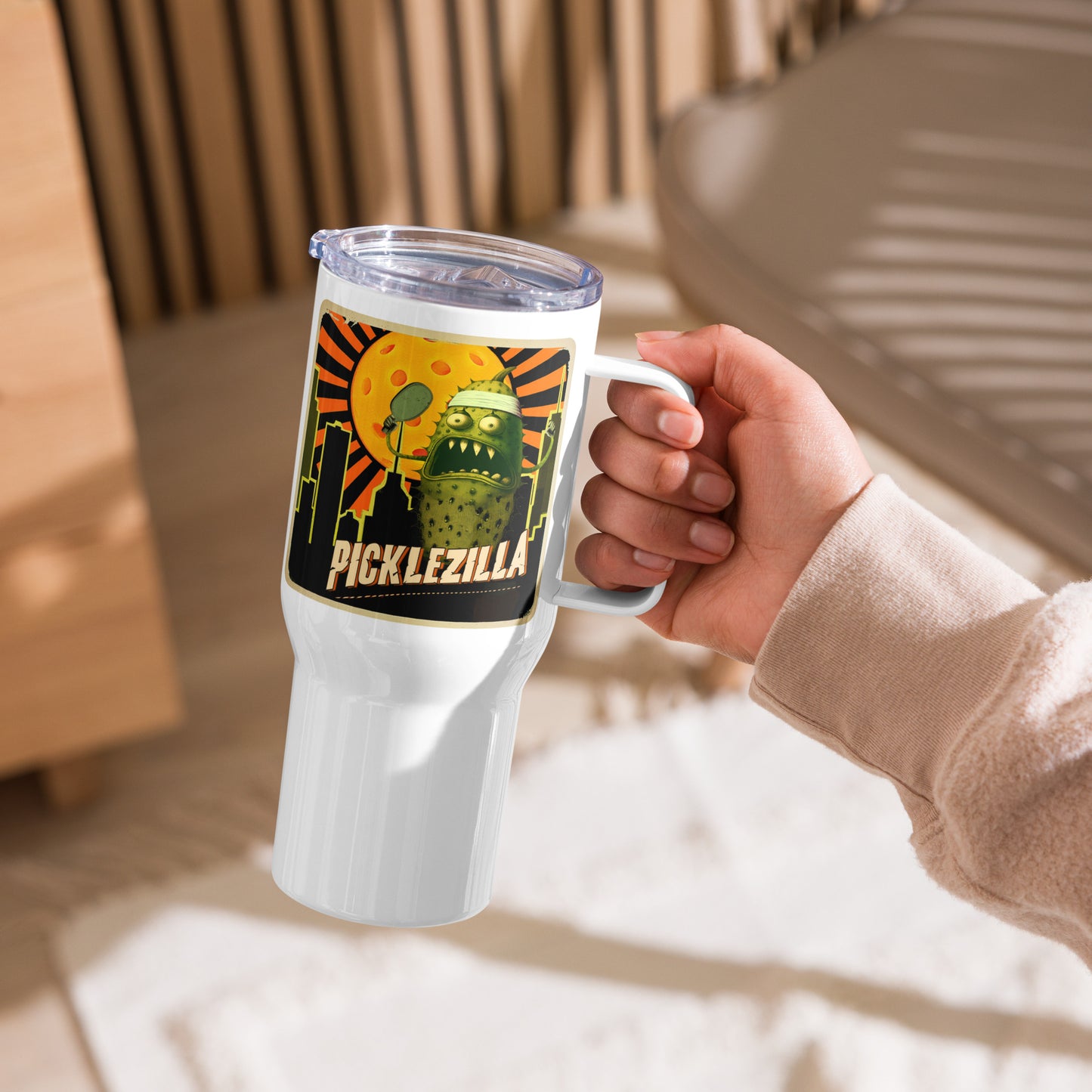 Picklezilla Stainless Steel Pickleball Travel Mug with Handle