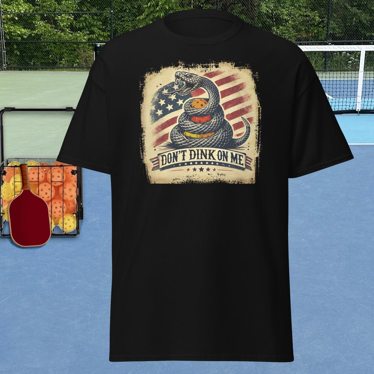 Patriotic Pickleball Shirt, Don't Dink On Me, Front Center Graphic