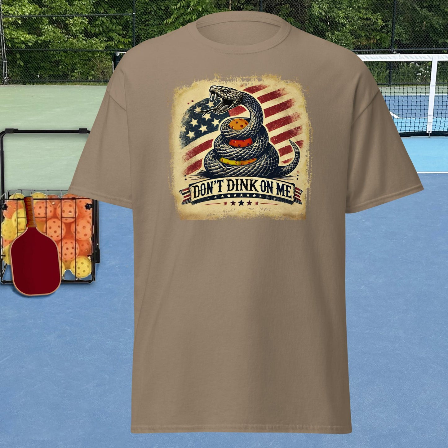 Patriotic Pickleball Shirt, Don't Dink On Me, Front Center Graphic