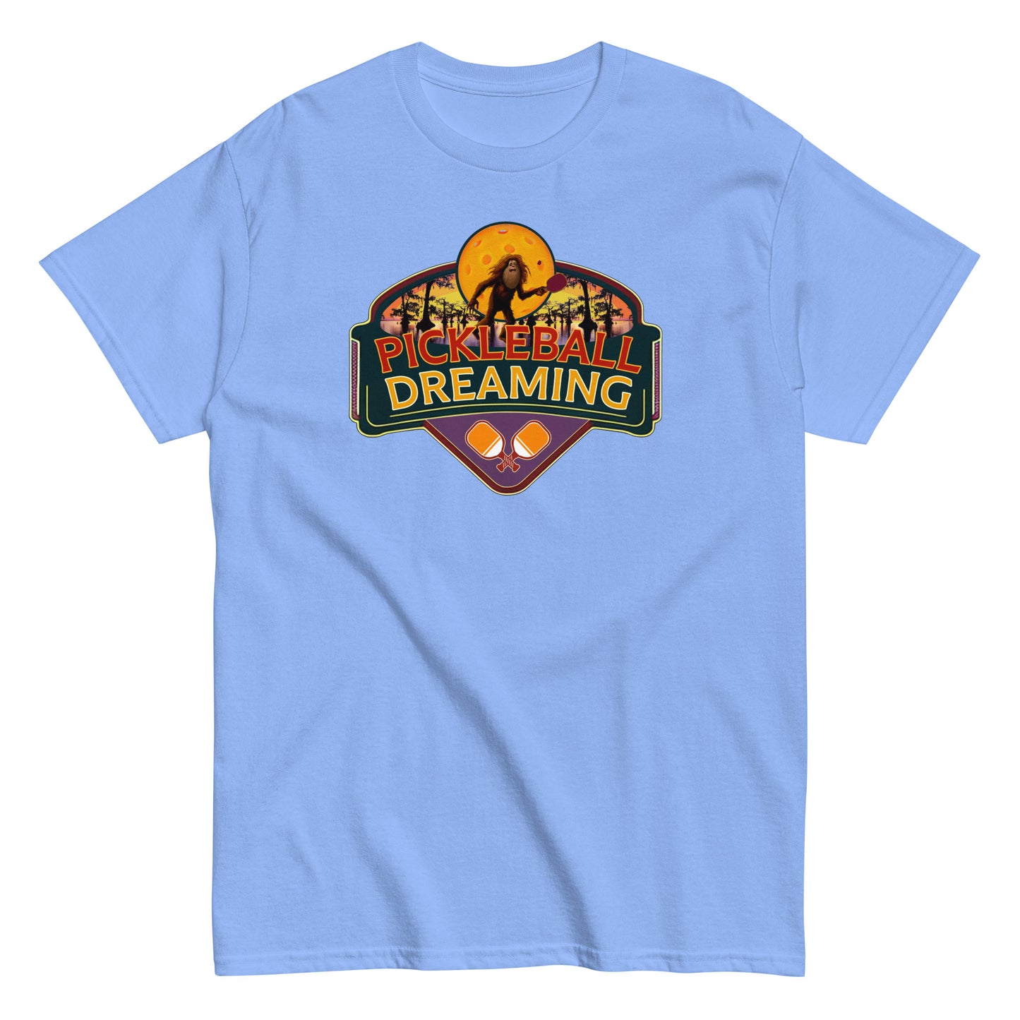 Fun Pickleball Shirt, Pickleball Dreaming Sasquatch, Front Center Graphic