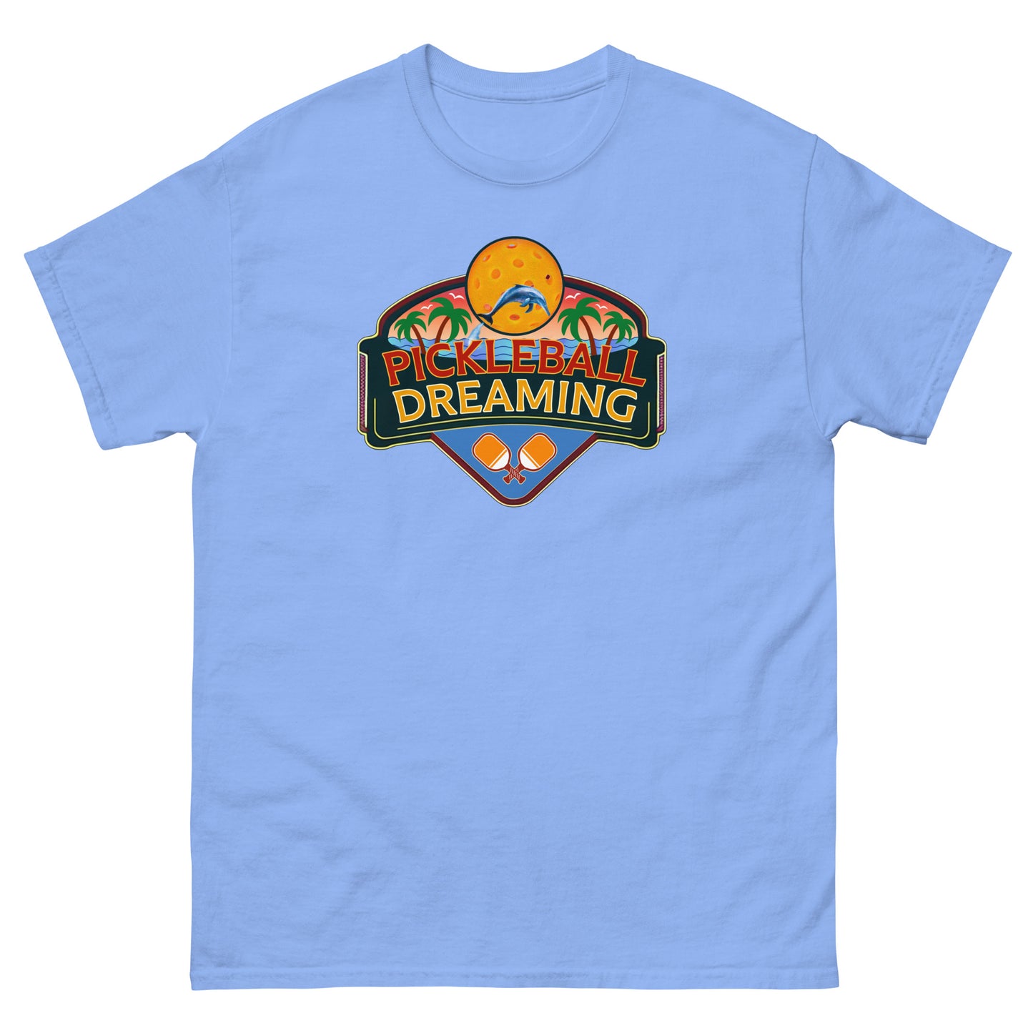 Fun Pickleball Shirt, Pickleball Dreaming Tropical, Front Center Graphic