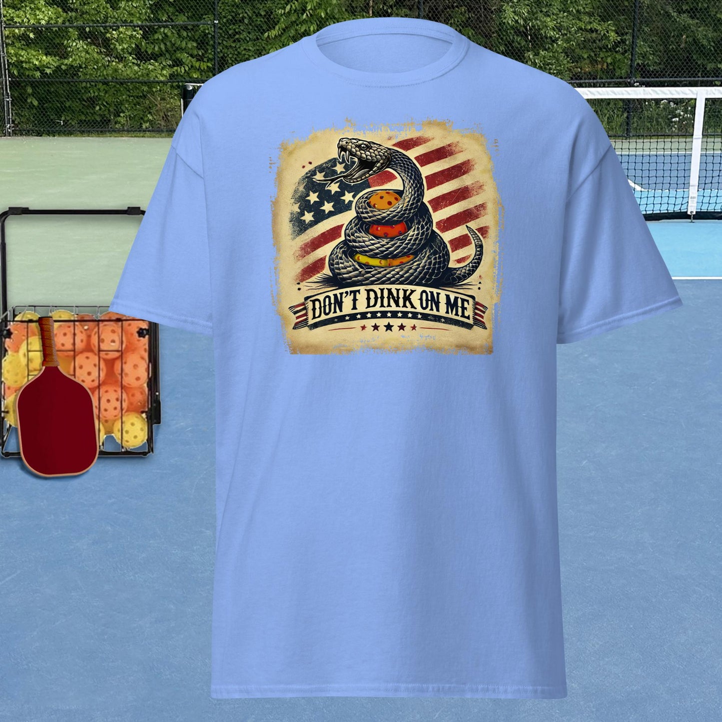 Patriotic Pickleball Shirt, Don't Dink On Me, Front Center Graphic