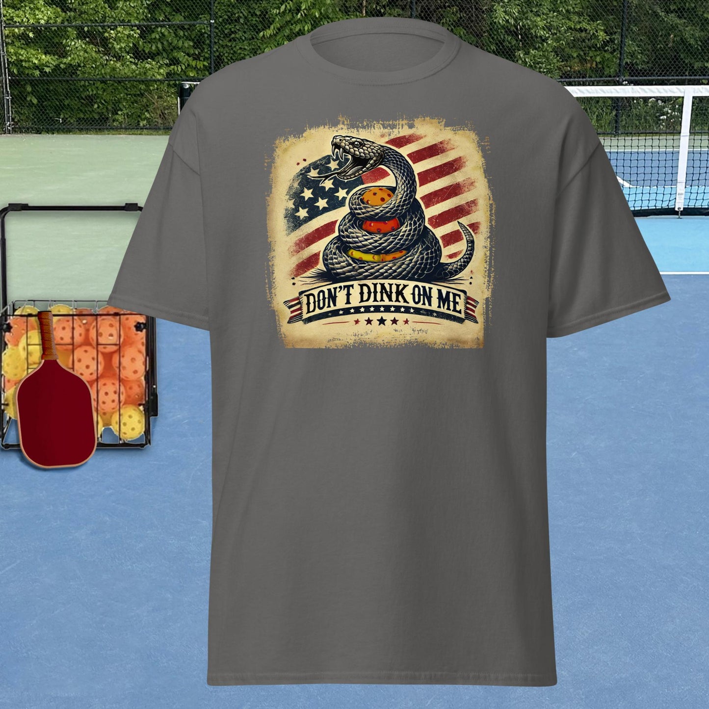 Patriotic Pickleball Shirt, Don't Dink On Me, Front Center Graphic